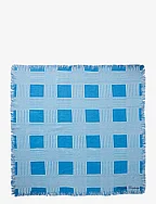 Checked Recycled Cotton Picnic Blanket (+Strap) - BLUE/WHITE