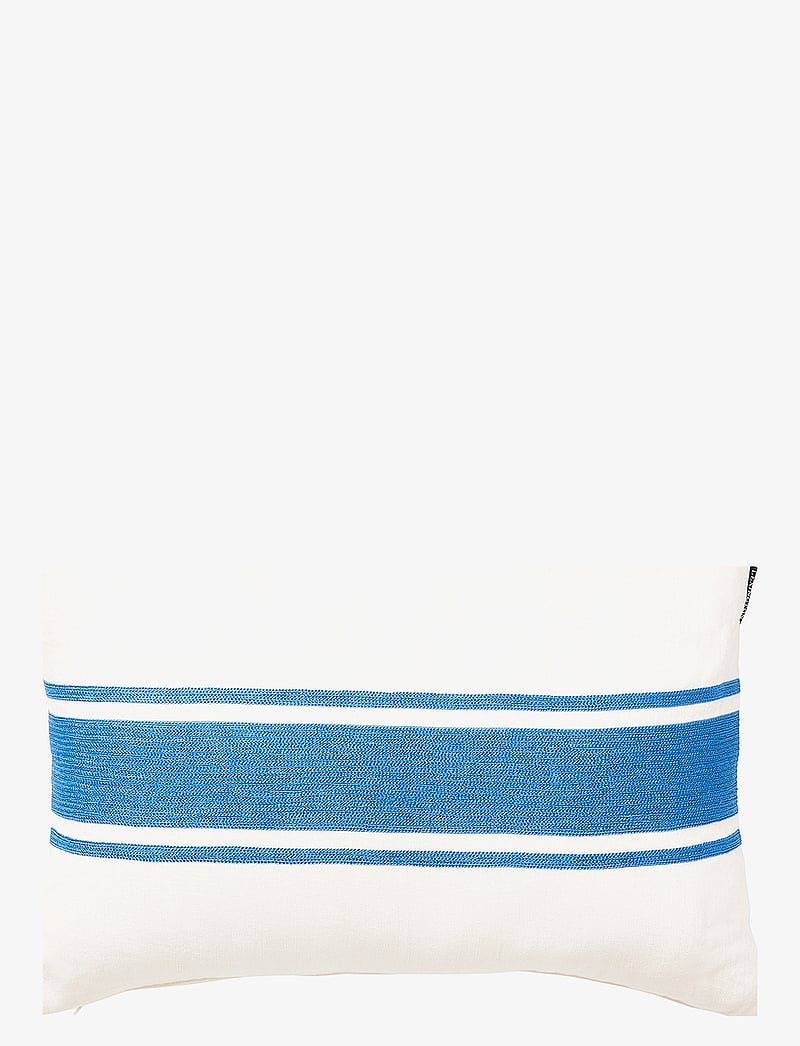 Lexington Home - Embroidery Center Striped Linen/Cott 60x40 Pillow - prydnadskuddar - off white/blue - 0