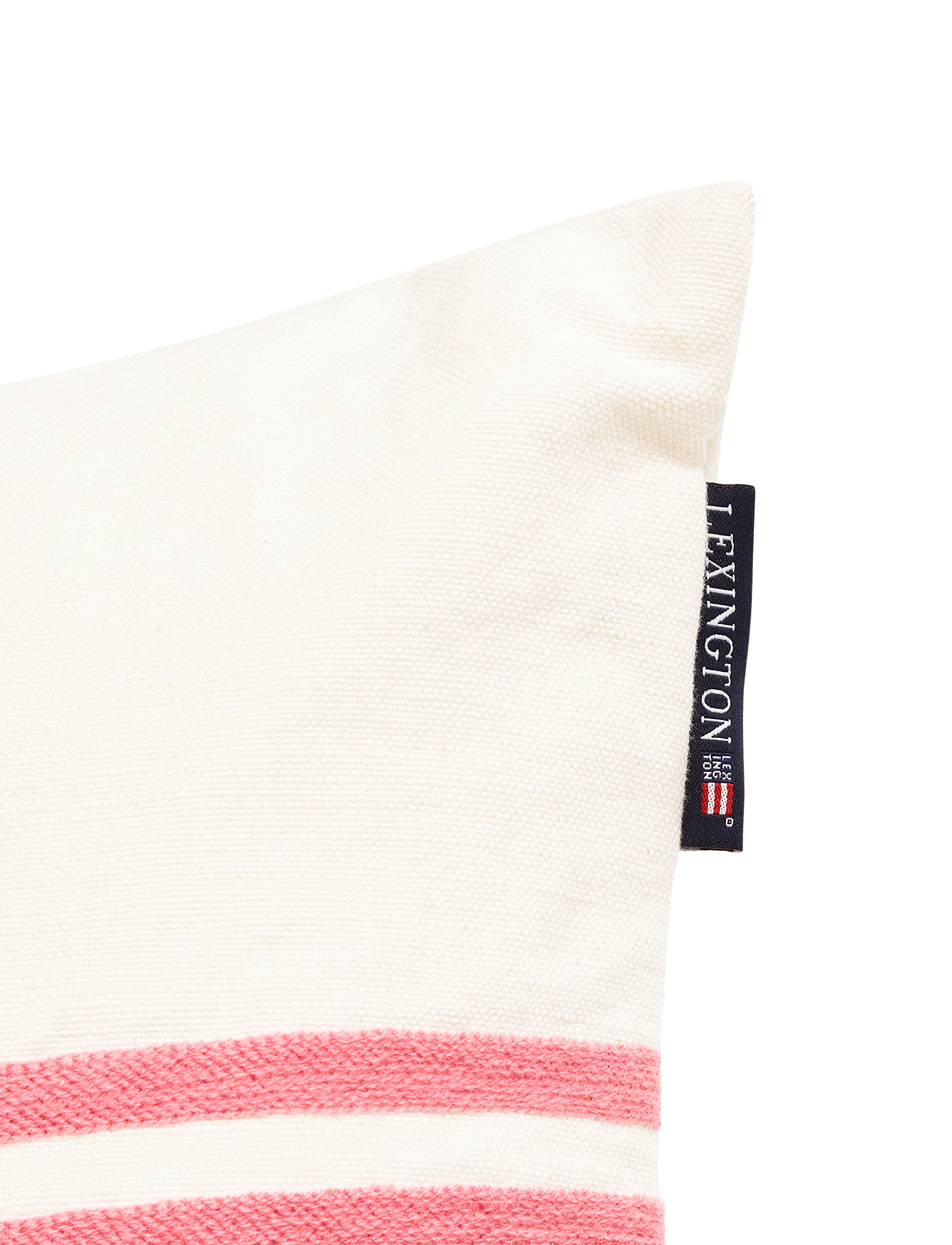 Lexington Home - Embroidery Center Striped Linen/Cott 60x40 Pillow - pyntepuder - off white/pink - 2