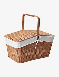 Rattan Picnic Basket with Leather and Liner, Lexington Home