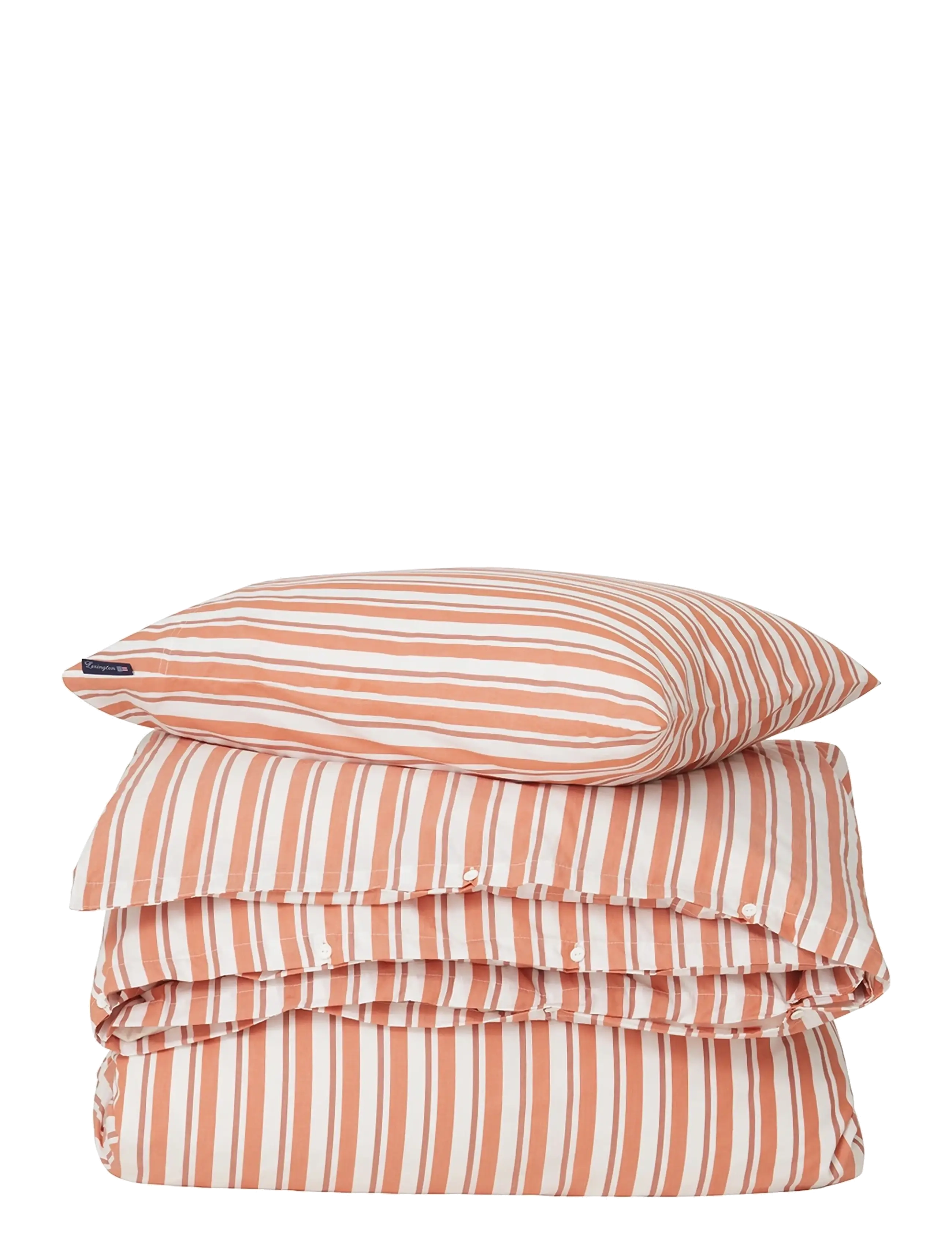 Lexington Home White/Terra Striped Cotton Poplin Bed Set - Sengesæt - WHITE/TERRA / orange