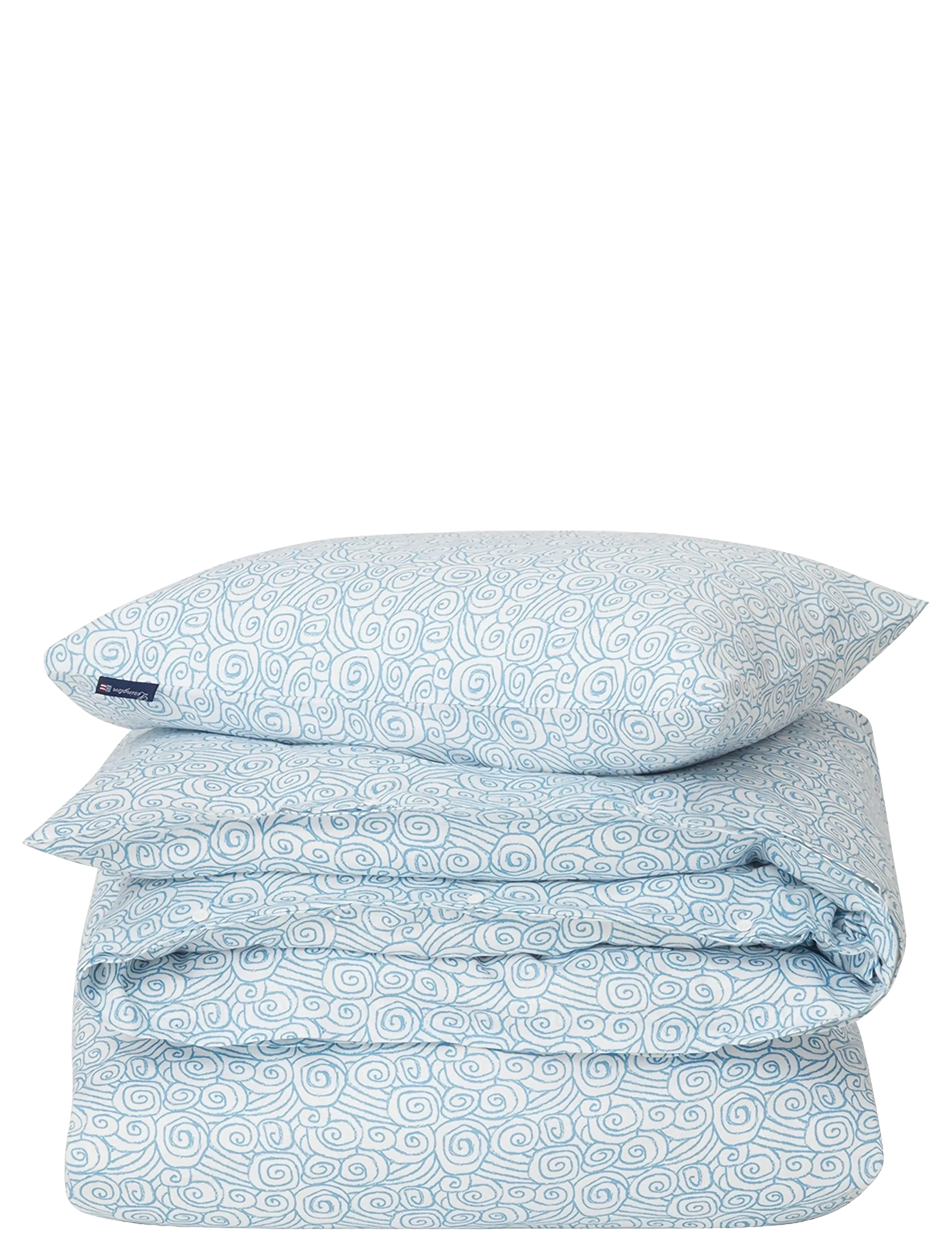 Lexington Home White/Blue Wave Printed Cotton Sateen Bed Set - Sengesæt - WHITE/BLUE / blue