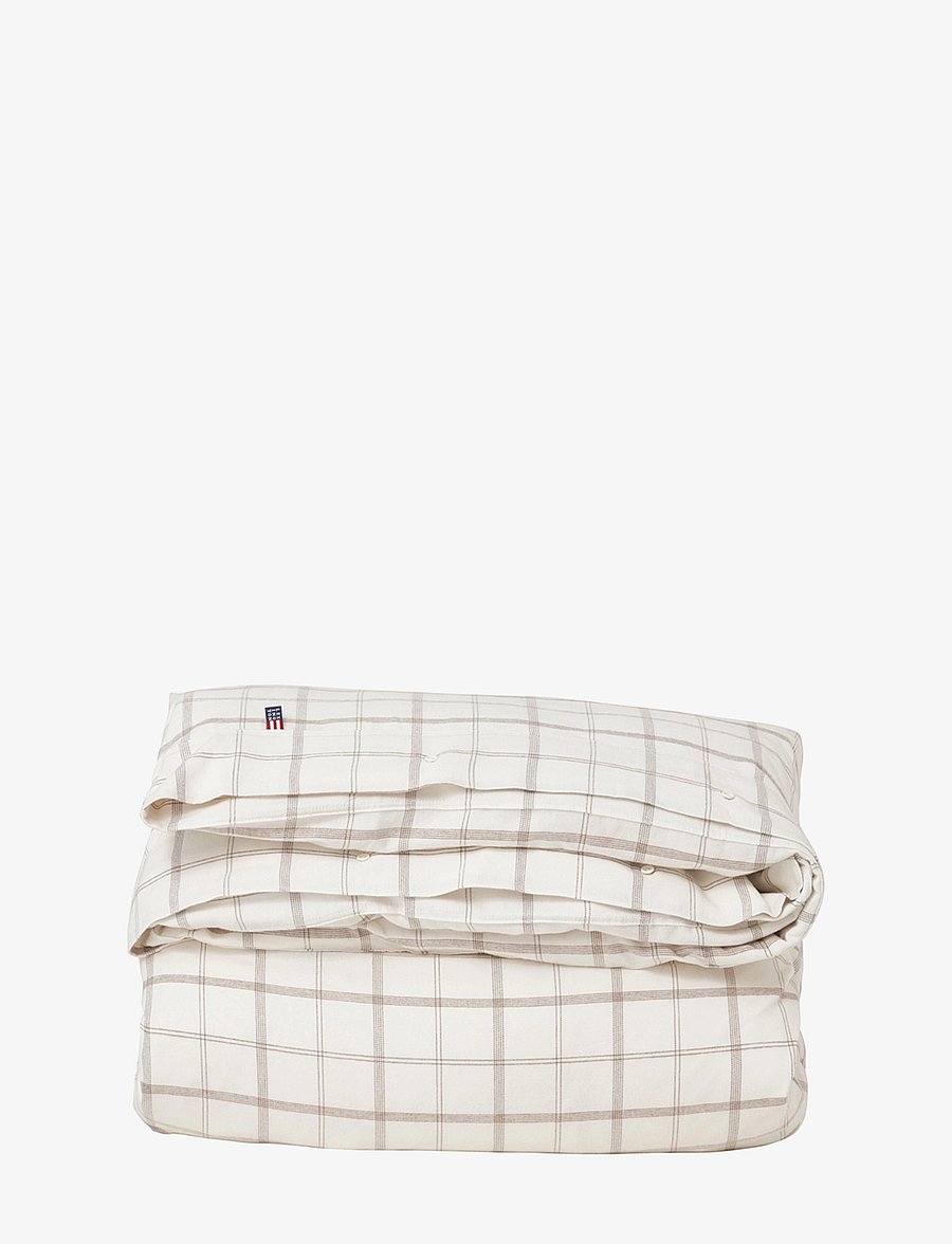 Lexington Home - White/Brown Checked Cotton Flannel Bed Set - white/brown - 1