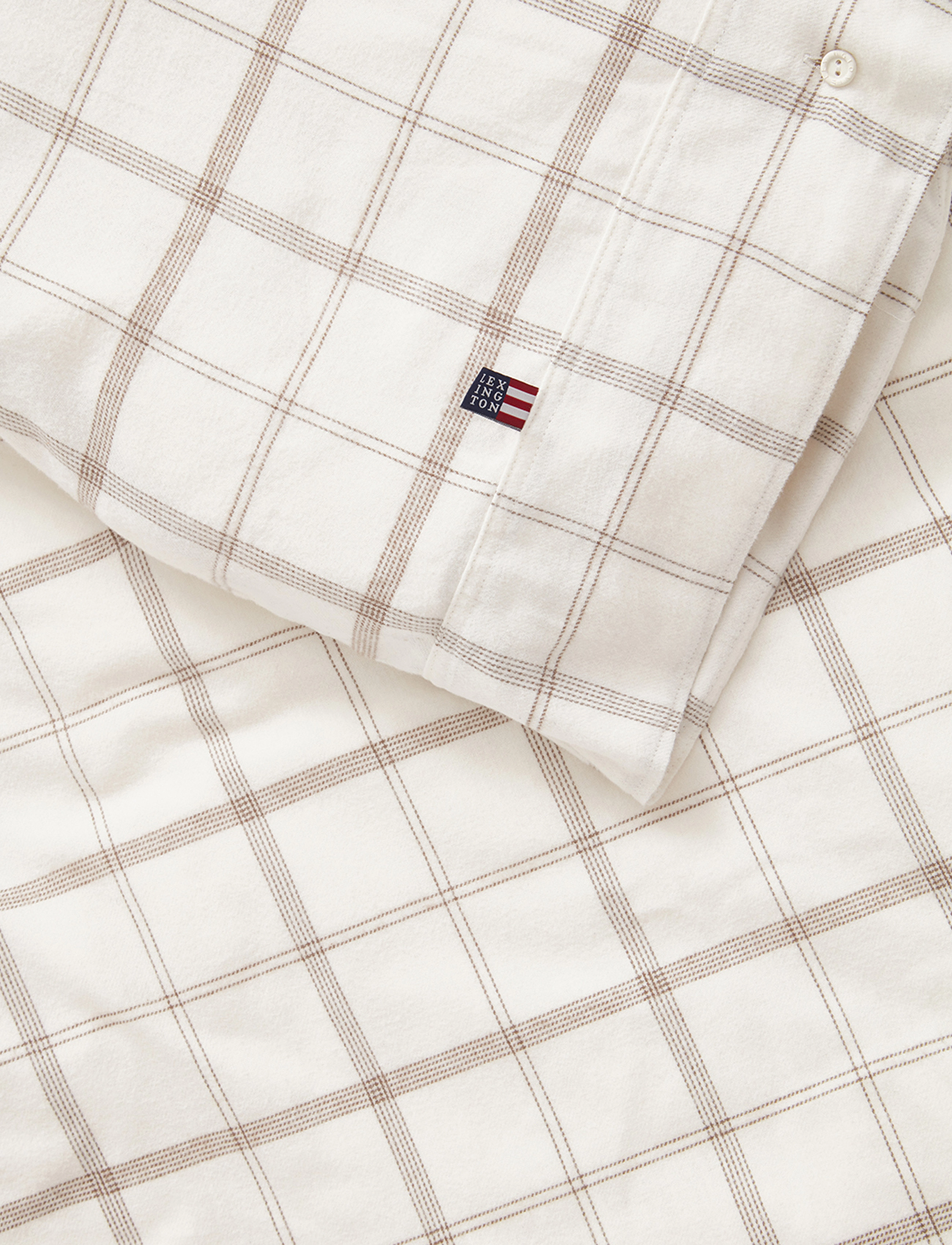 Lexington Home - White/Brown Checked Cotton Flannel Bed Set - white/brown - 2