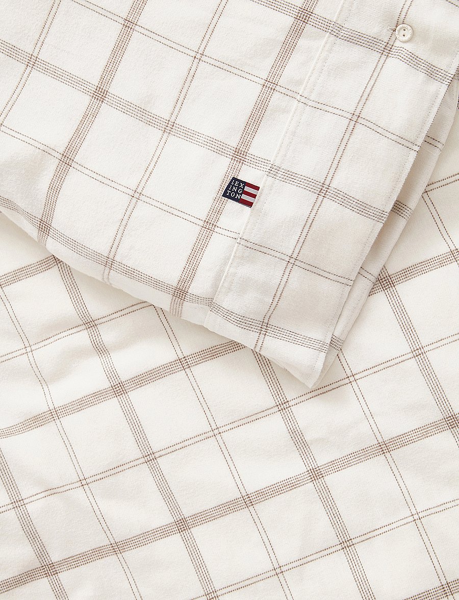 Lexington Home - White/Brown Checked Cotton Flannel Bed Set - white/brown - 2