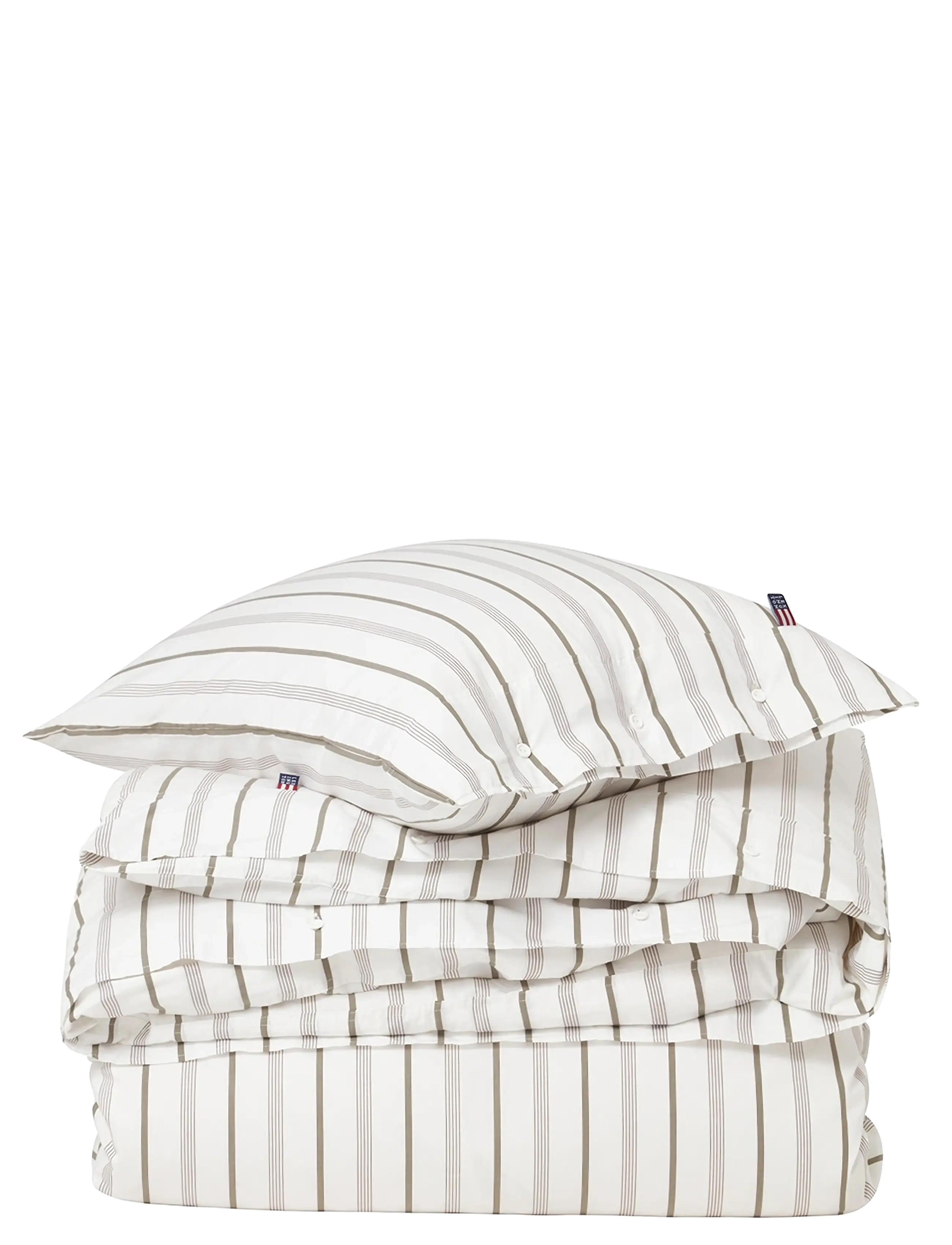 Lexington Home Striped Cotton Poplin Bed Set - Sengesæt - WHITE/OLIVE / white