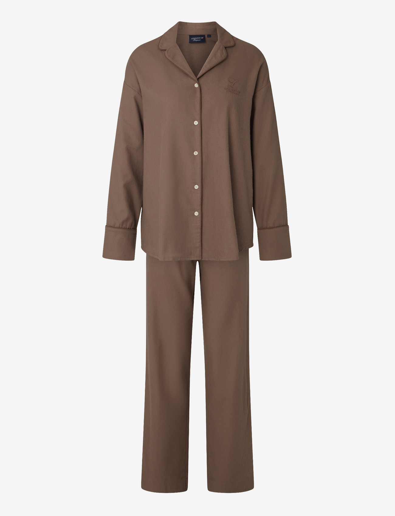Lexington Home - Caroline Organic Cotton Flannel Pajama Set - mid brown melange - 0
