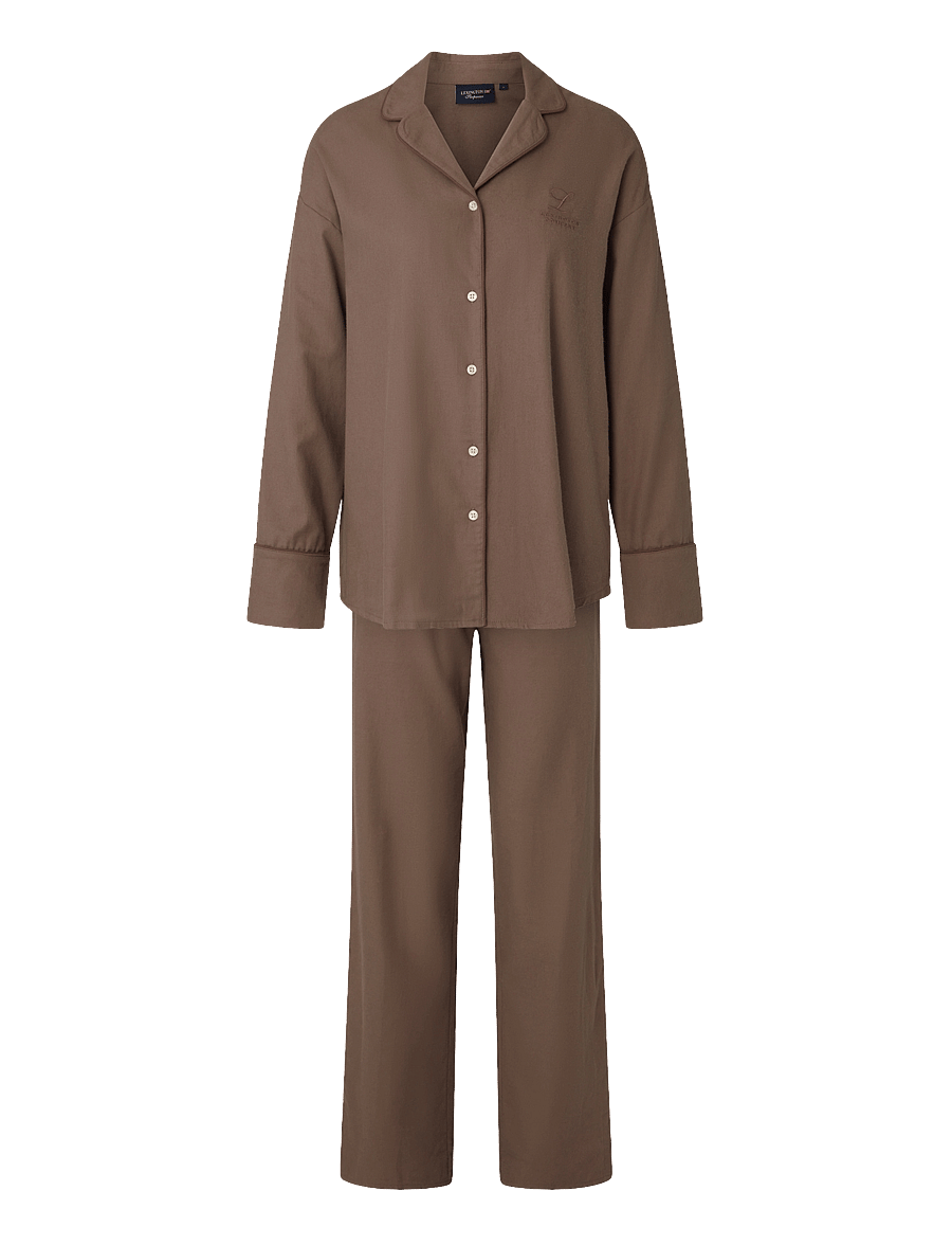 Lexington Home - Caroline Organic Cotton Flannel Pajama Set - mid brown melange - 0