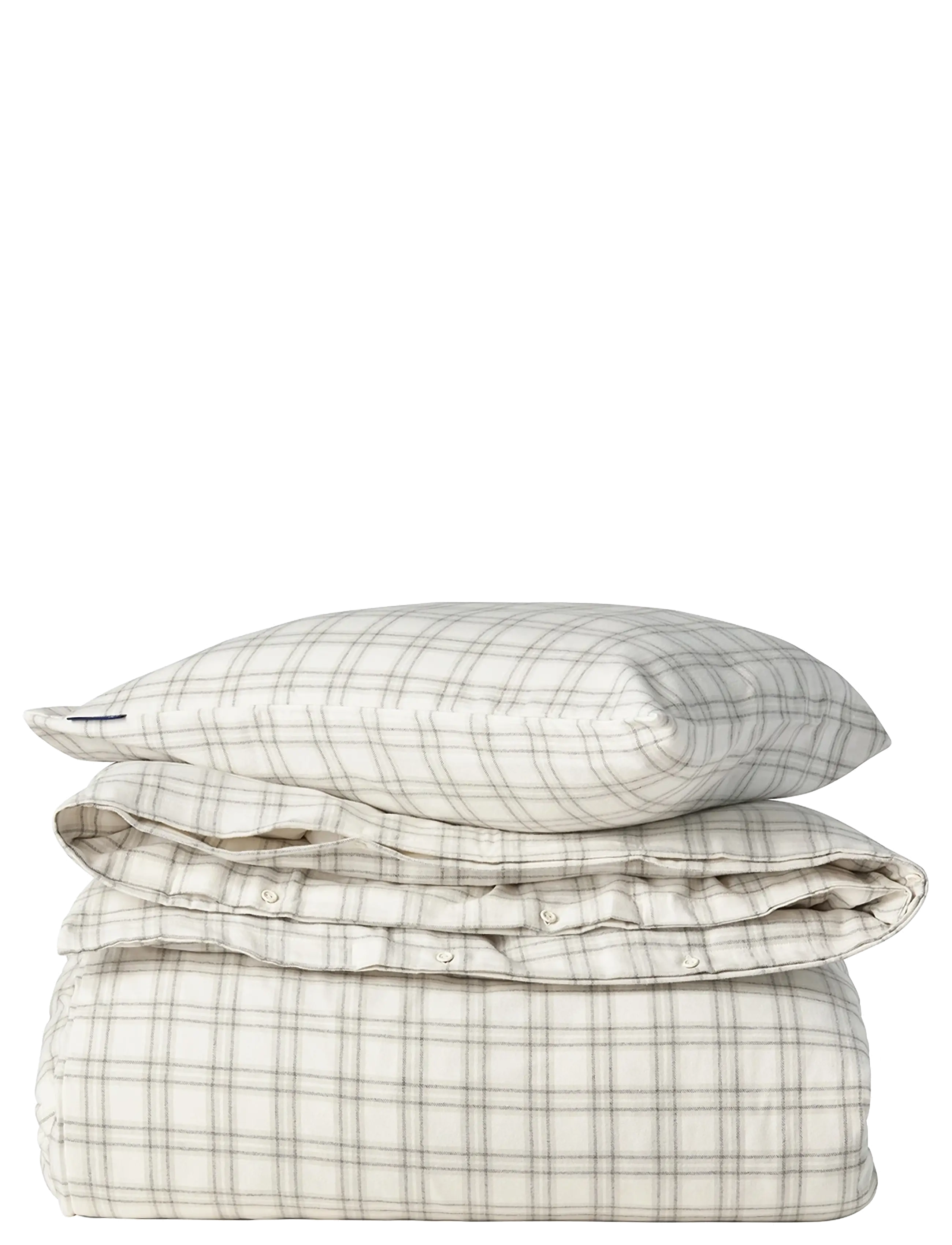 Lexington Home White/Gray Checked Cotton Flannel Bed Set - Tekstiler - WHITE/GRAY / cream