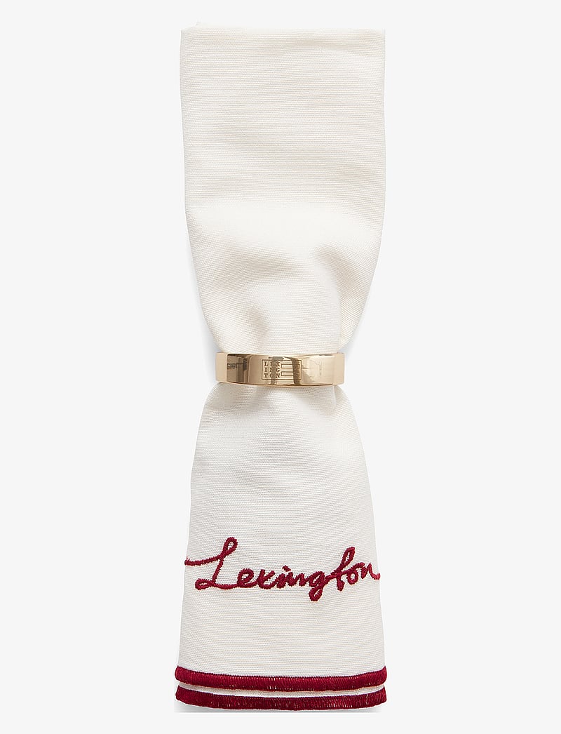 Lexington Home - Flower Embroidered Linen/Cotton Napkin - linased ja puuvillased salvrätikud - white/red - 0