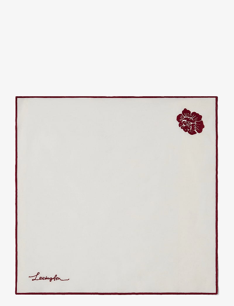 Lexington Home - Flower Embroidered Linen/Cotton Napkin - linased ja puuvillased salvrätikud - white/red - 1