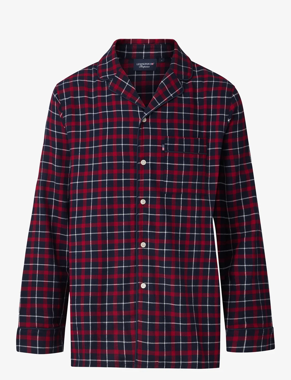 Lexington Home - Miranda Organic Cotton Checked Flannel Pajama Set - pyjamas - blue/red - 0