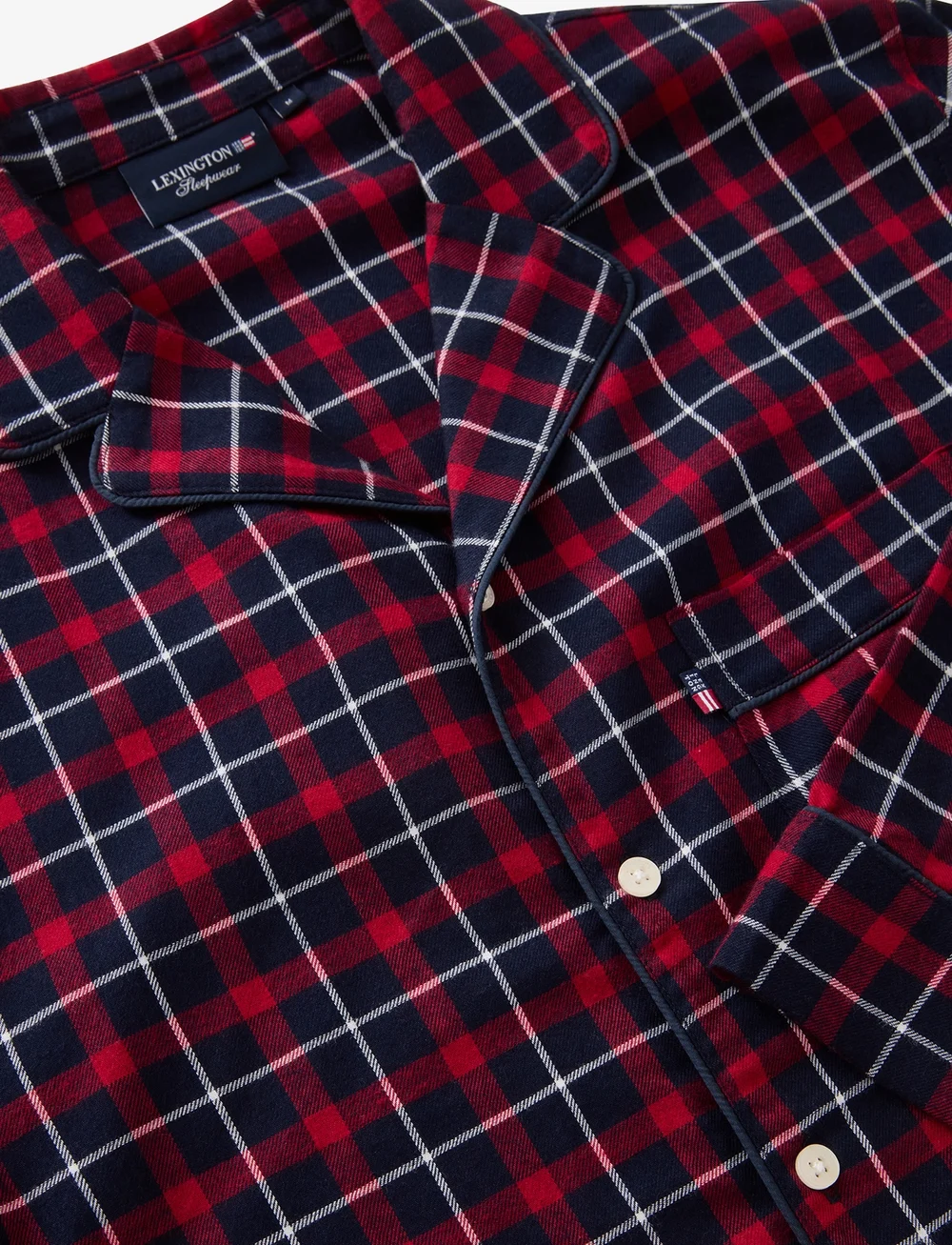 Lexington Home - Miranda Organic Cotton Checked Flannel Pajama Set - pyjamas - blue/red - 2