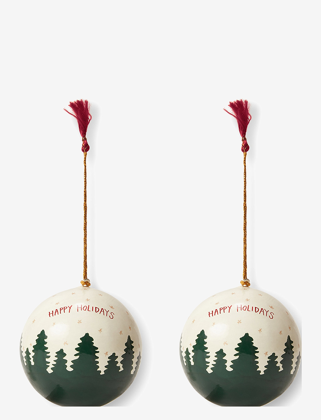 Lexington Home - Papier Maché Balls Christmas Ornament (set of 2) - white/green - 0