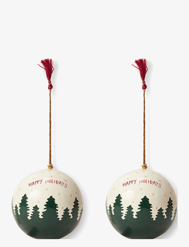 Lexington Home - Papier Maché Balls Christmas Ornament (set of 2) - die niedrigsten preise - white/green - 0
