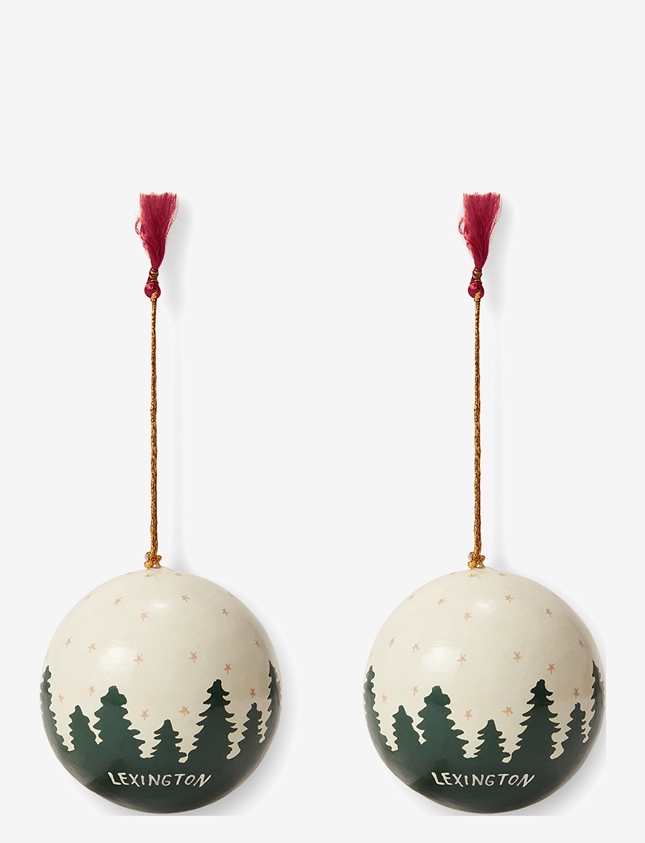 Lexington Home - Papier Maché Balls Christmas Ornament (set of 2) - white/green - 1