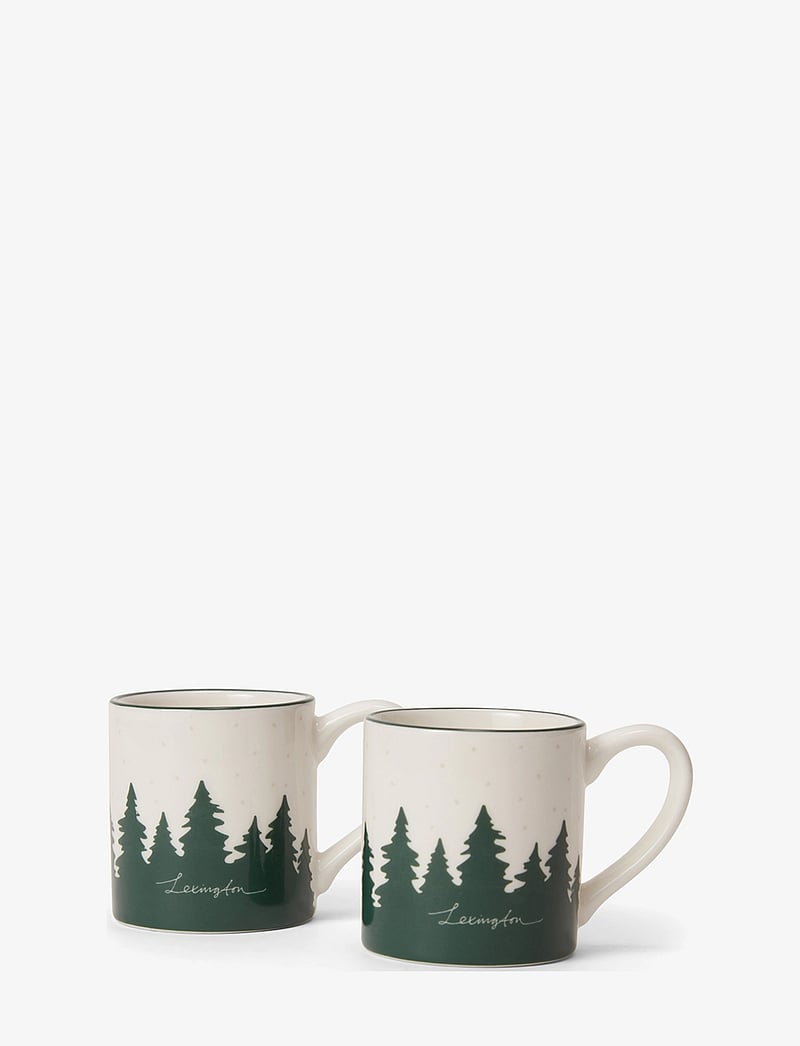 Lexington Home - Happy Holidays Stoneware Espresso Mug (set of 2) - white/green - 0