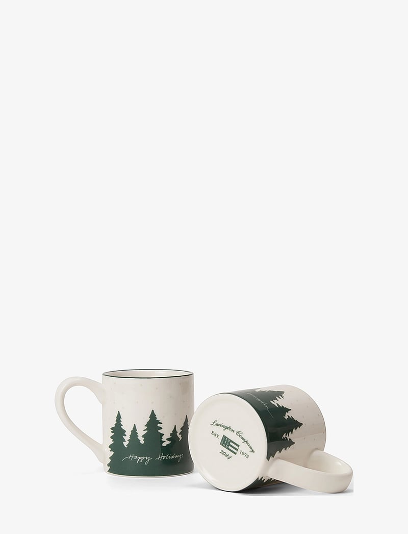 Lexington Home - Happy Holidays Stoneware Espresso Mug (set of 2) - white/green - 2