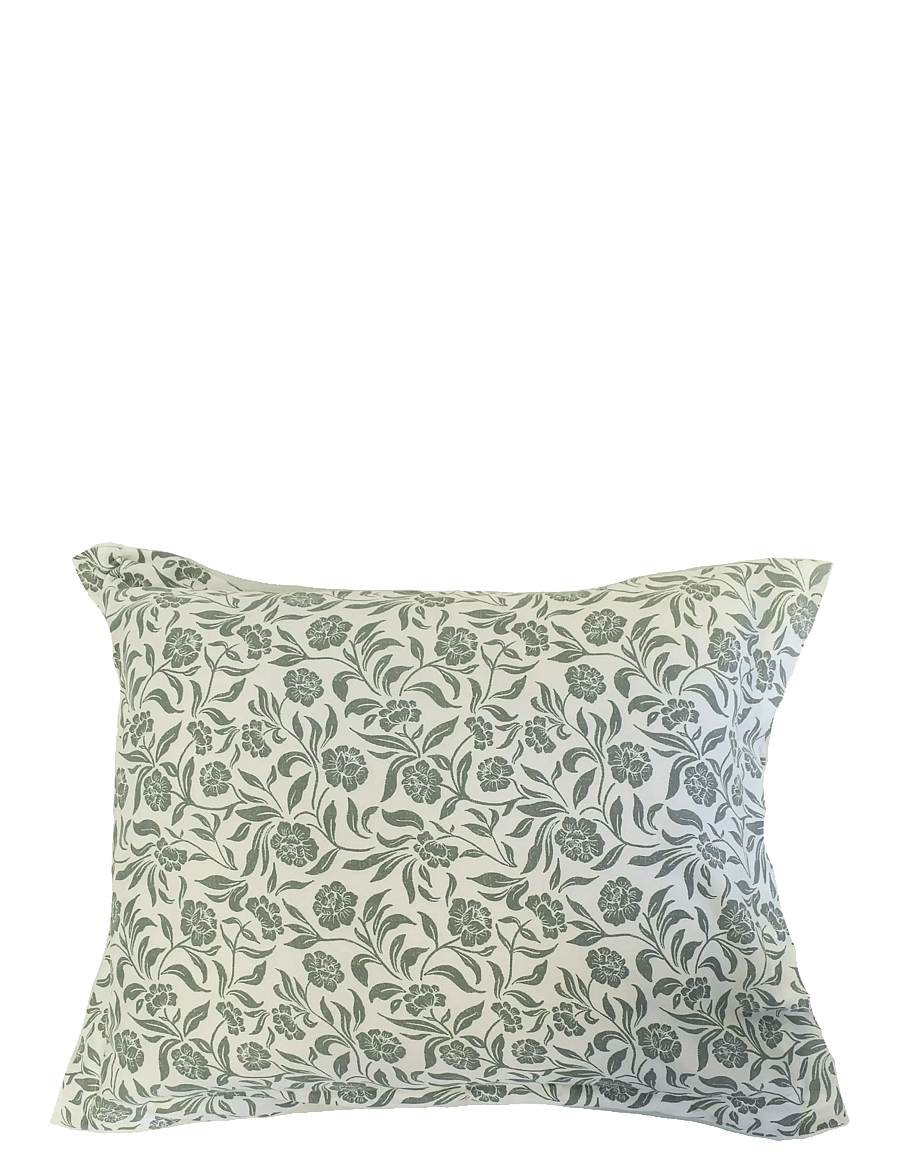 Lexington Home - White/Eucalyptus Flowers Cotton Sateen Bed Set - white/eucalyptus - 0