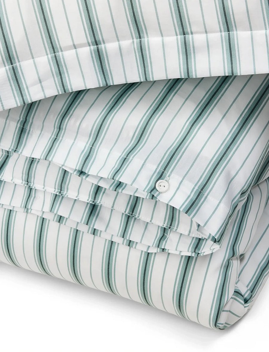 Lexington Home - White/Eucalyptus Striped Cotton Poplin Bed Set - voodiriiete komplektid - white/eucalyptus - 2
