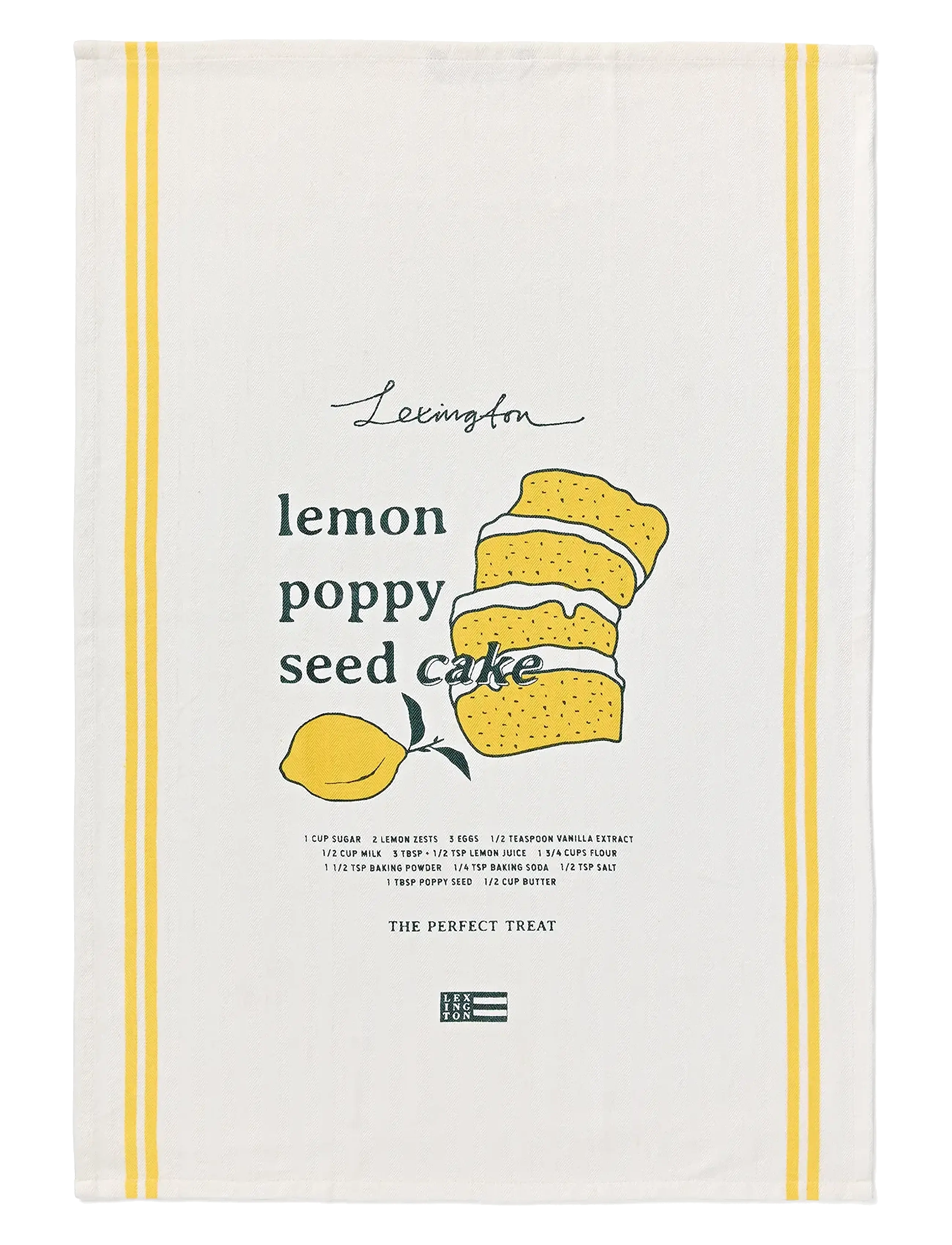 Lemon Poppy Org Cotton Kitchen Towel - WHITE/YELLOW