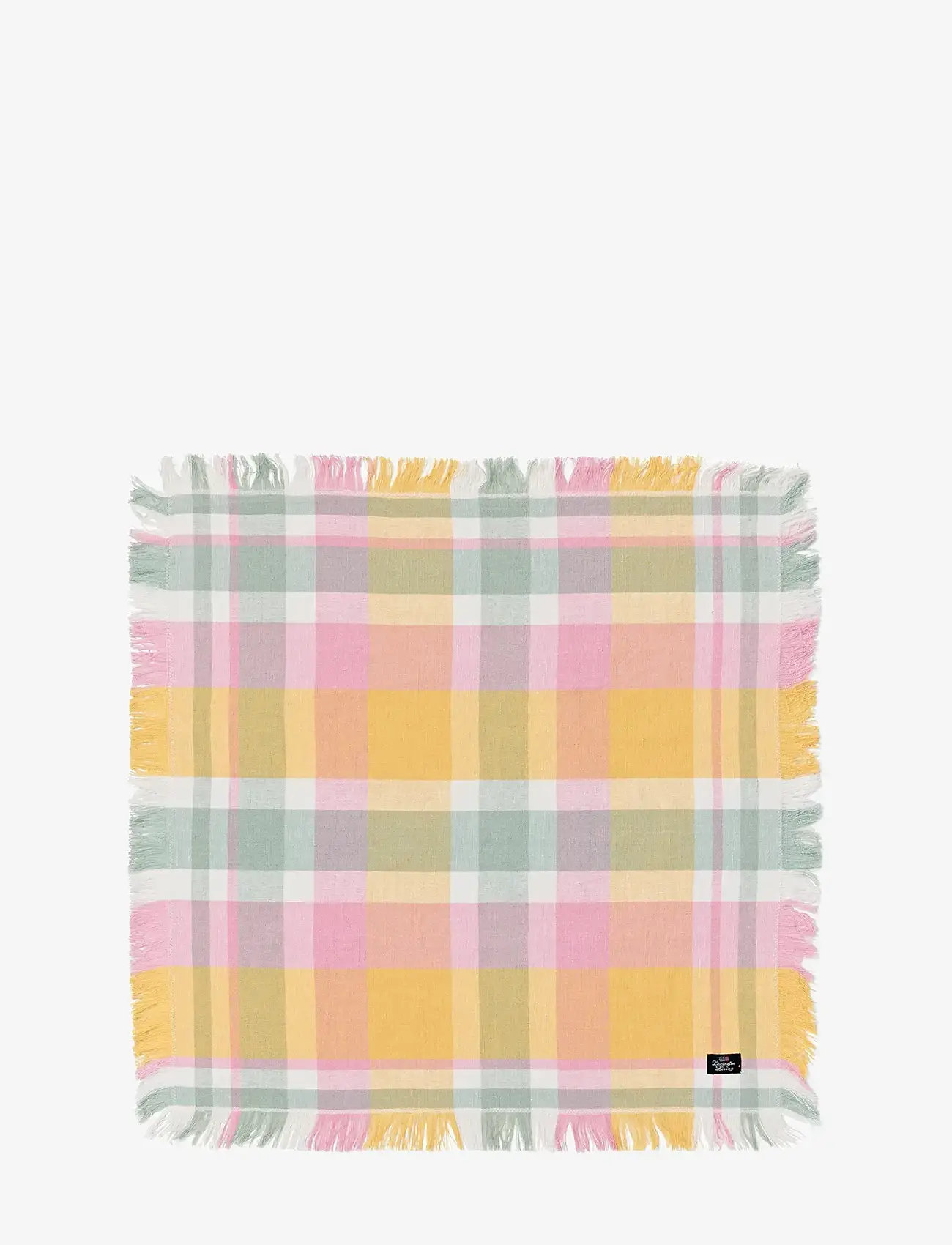 Lexington Home - Checked Linen/Cotton Napkin - stoffservietten - yellow/green/pink - 0