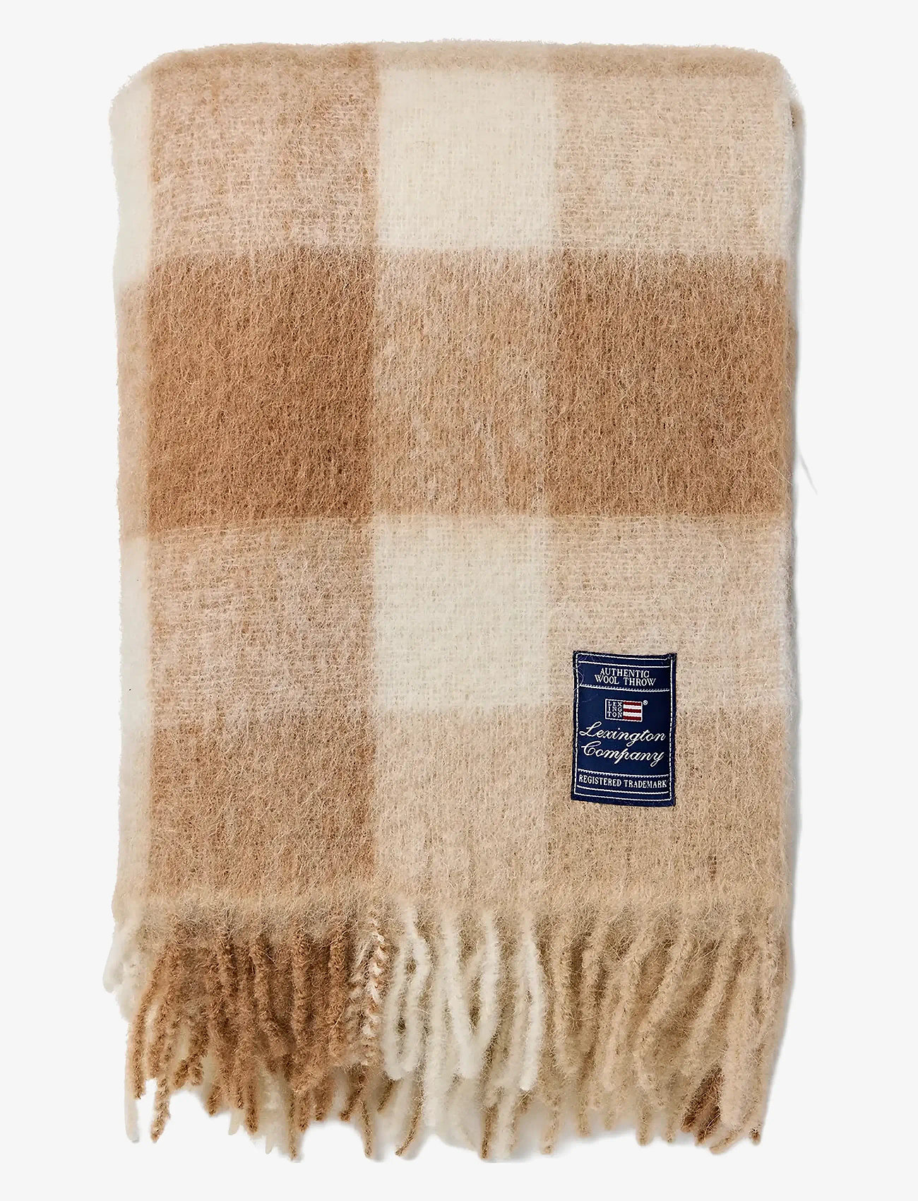 Lexington Home - Checked Mohair Mix Throw - beige/white - 0