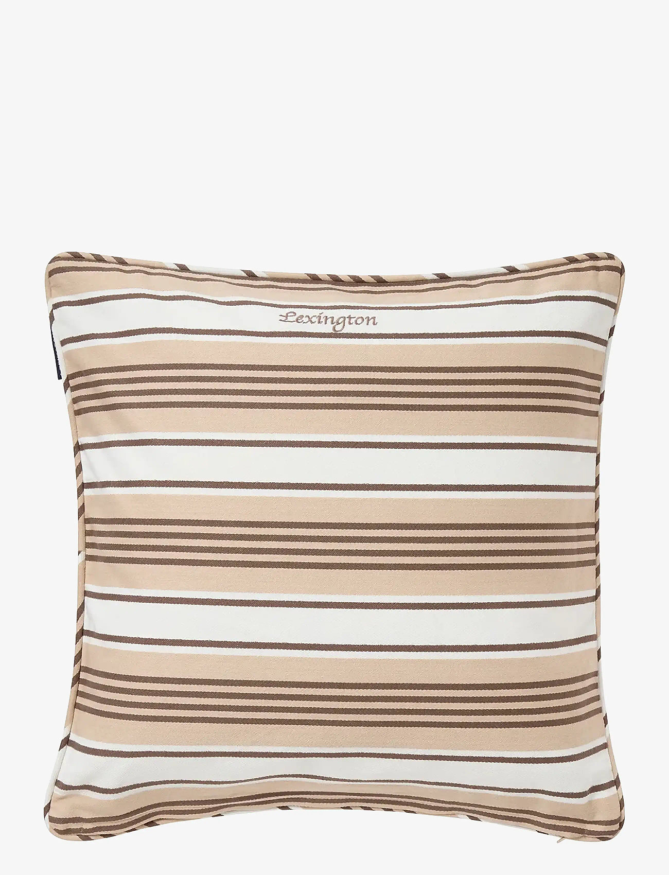 Lexington Home - Striped Organic Cotton Twill Pillow Cover - pudebetræk - beige/white - 1