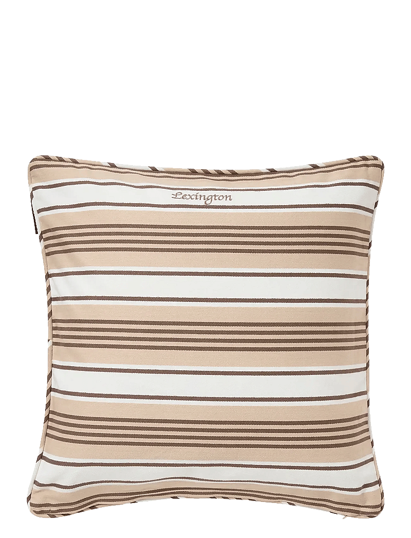 Lexington Home - Striped Organic Cotton Twill Pillow Cover - pudebetræk - beige/white - 1