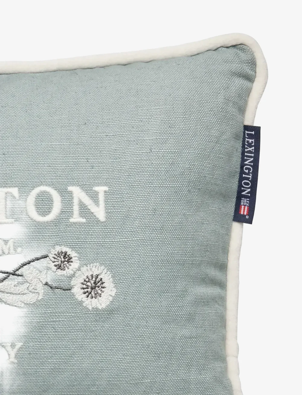 Lexington Home - Logo Linen/Cotton 40x30 Pillow - kuddar - eucalyptus/white - 1