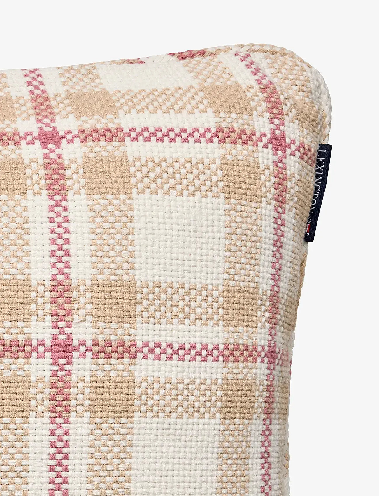 Lexington Home - Checked Organic Heavy Cotton Pillow Cover - køb efter pris - beige/white/pink - 1