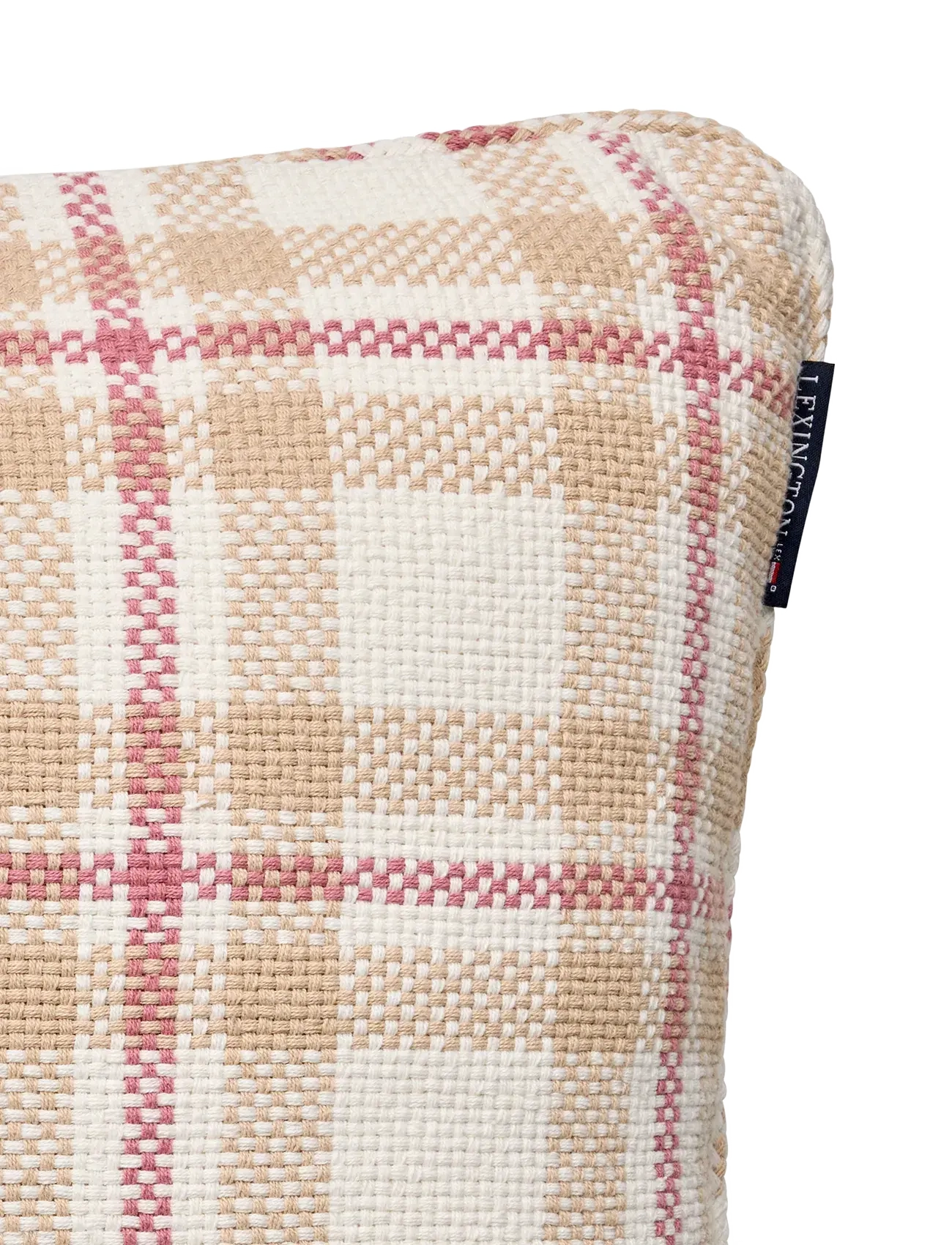 Lexington Home - Checked Organic Heavy Cotton Pillow Cover - coussins covers - beige/white/pink - 1