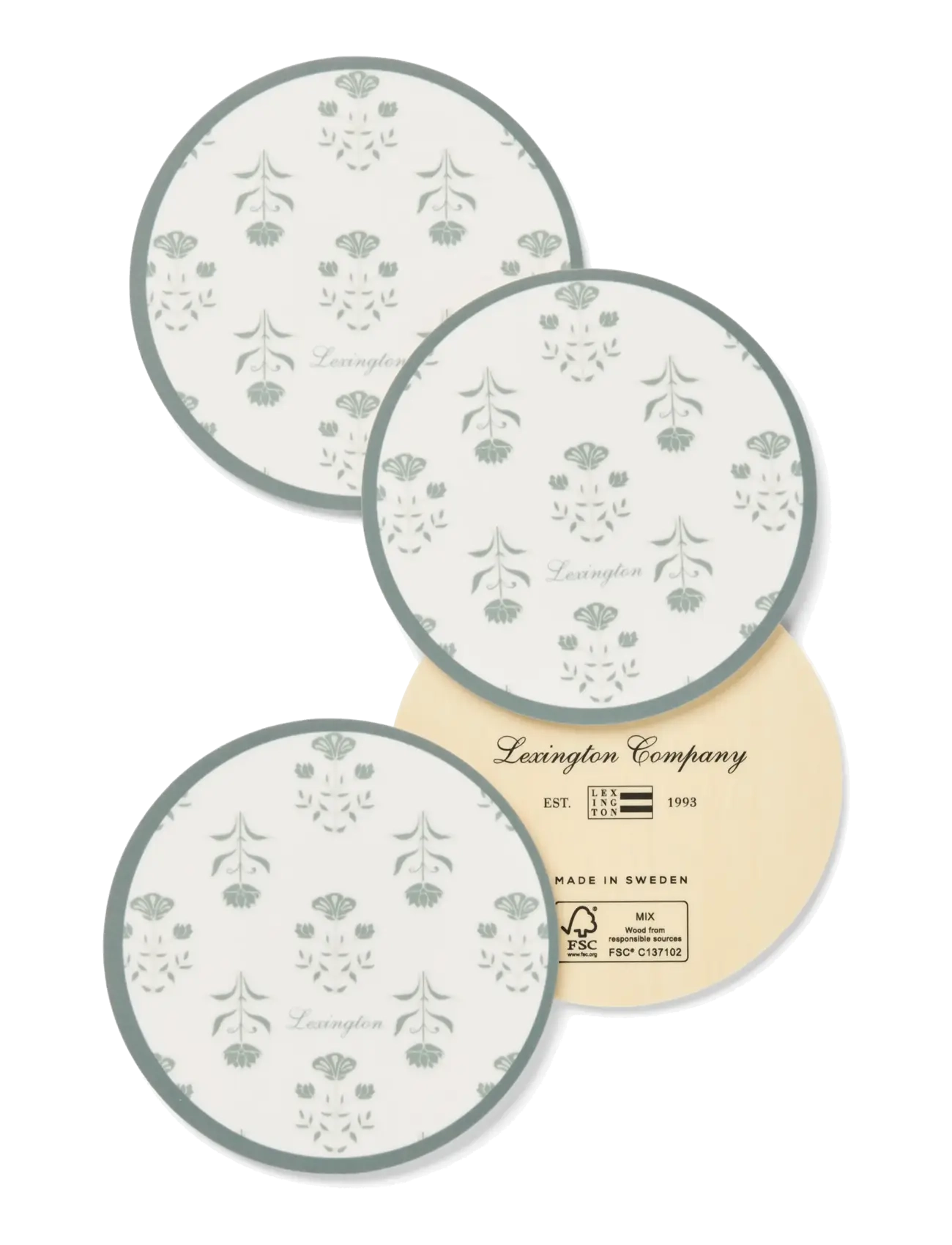 Lexington Home Floral Laminated Coaster Set (set of 4) - Geschirr - GREEN/WHITE / green