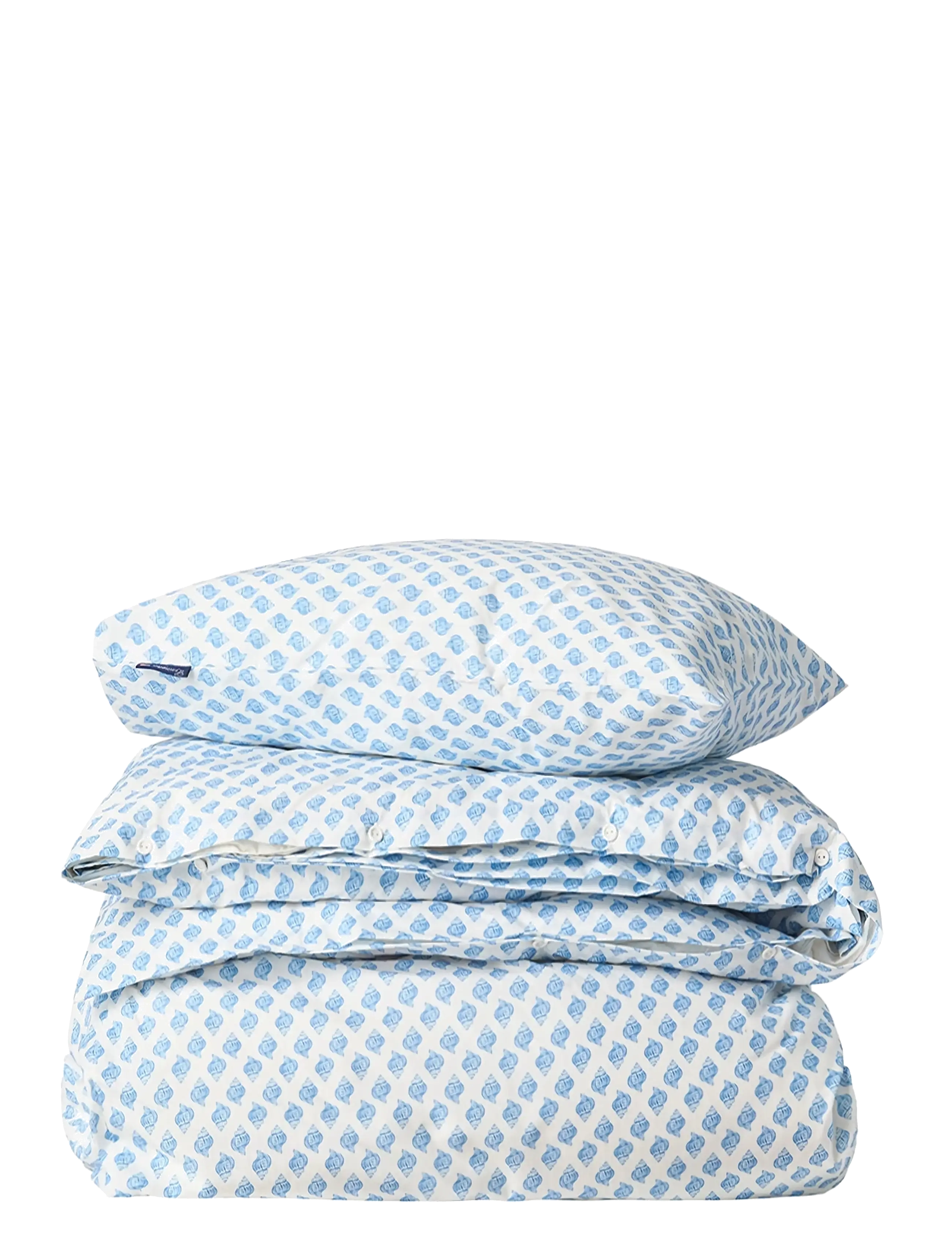 Lexington Home White/Blue Shell Printed Cotton Poplin Bed Set - Bettwäsche-Set - WHITE/BLUE / blue