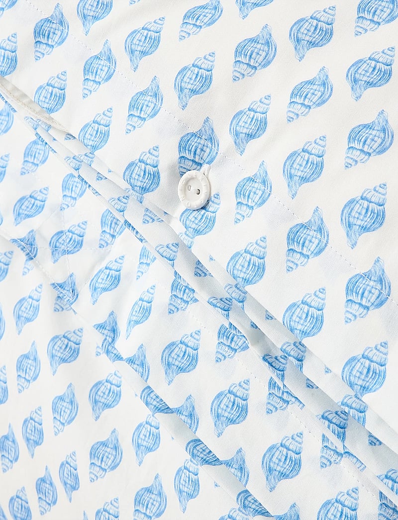 Lexington Home - White/Blue Shell Printed Cotton Poplin Bed Set - påslakanset - white/blue - 1
