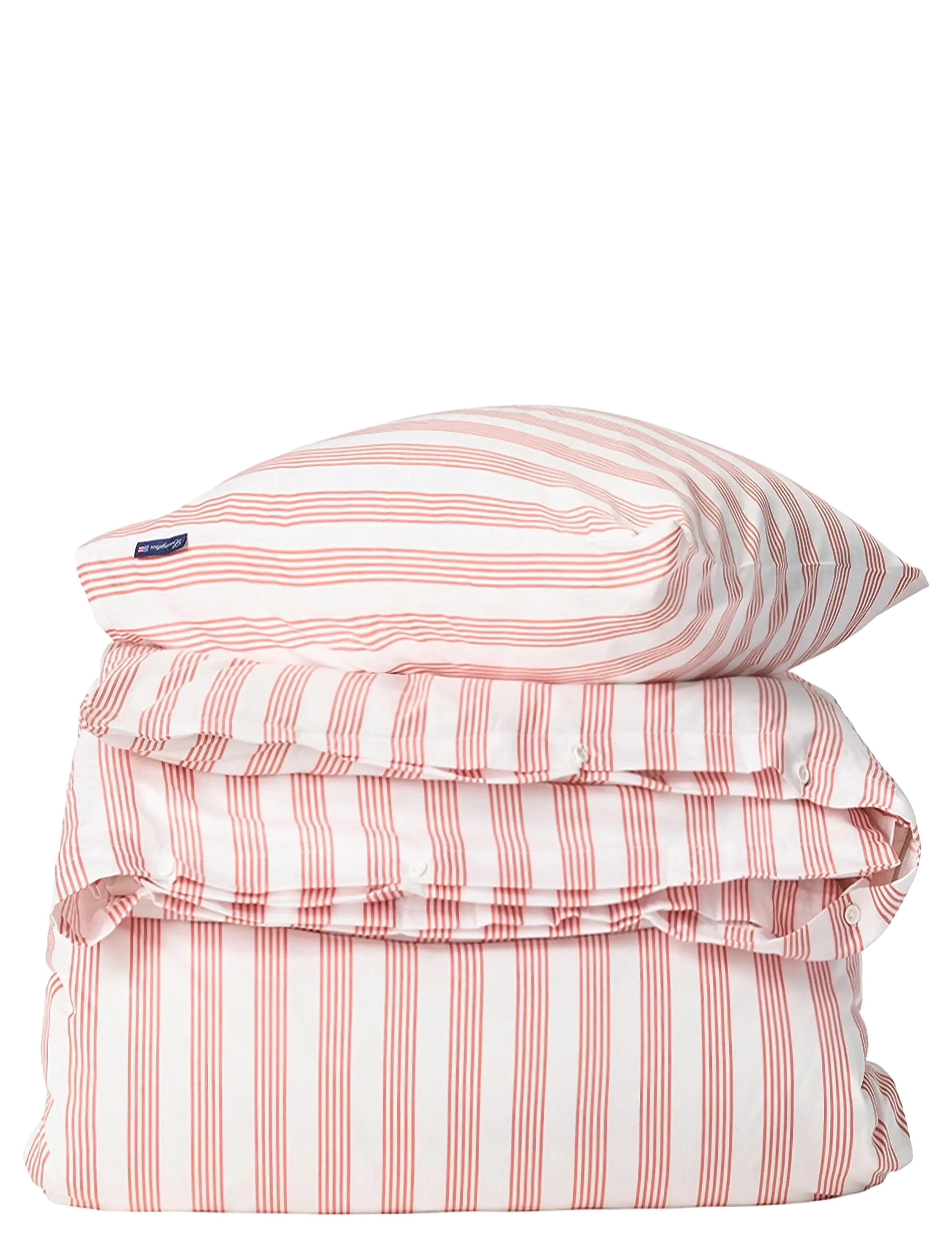 Lexington Home White/Coral Striped Cotton Sateen Bed Set - Last Chance - WHITE/CORAL / red