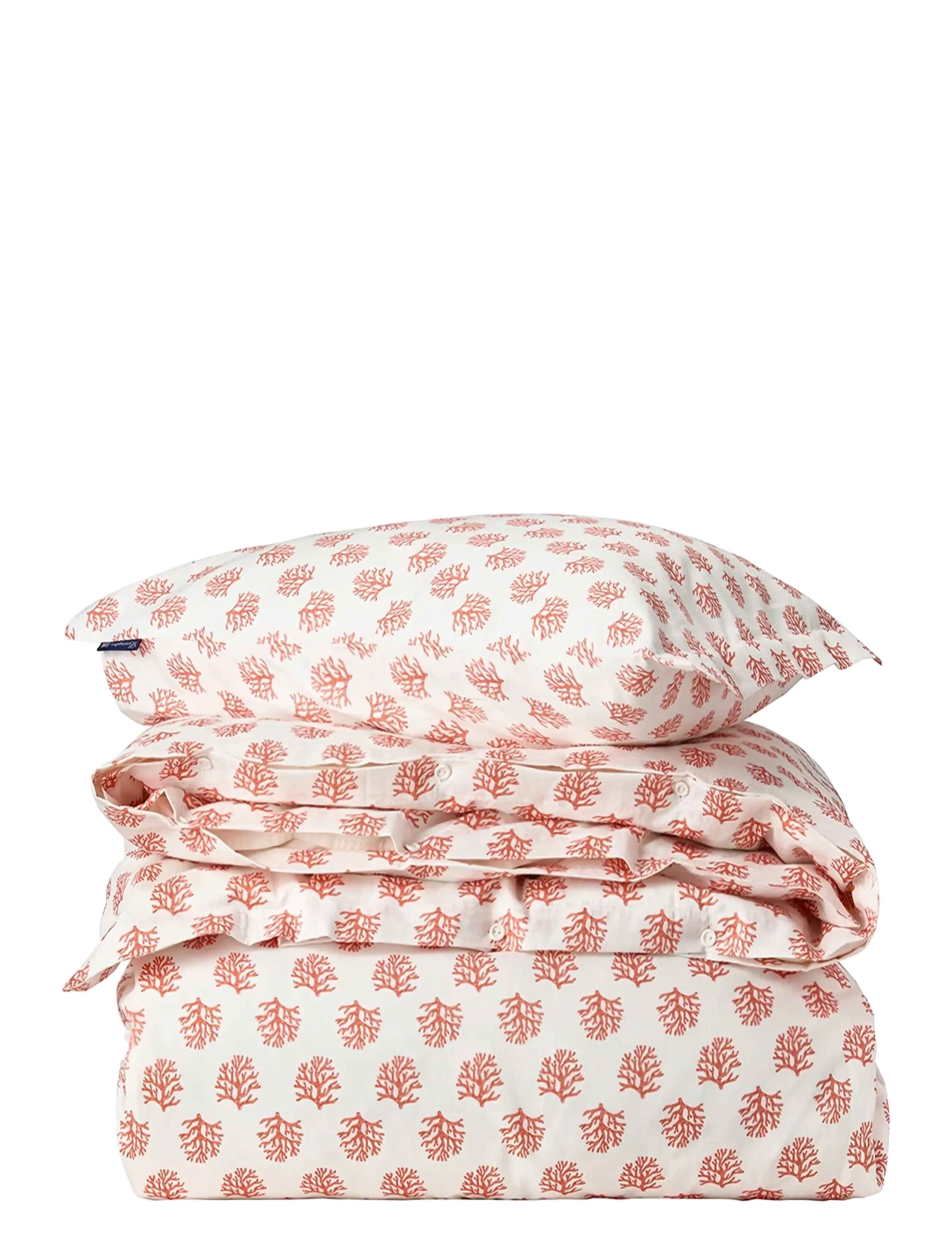 Lexington Home White/Coral Printed Cotton Sateen Bed Set - Tekstiler - WHITE/CORAL / coral