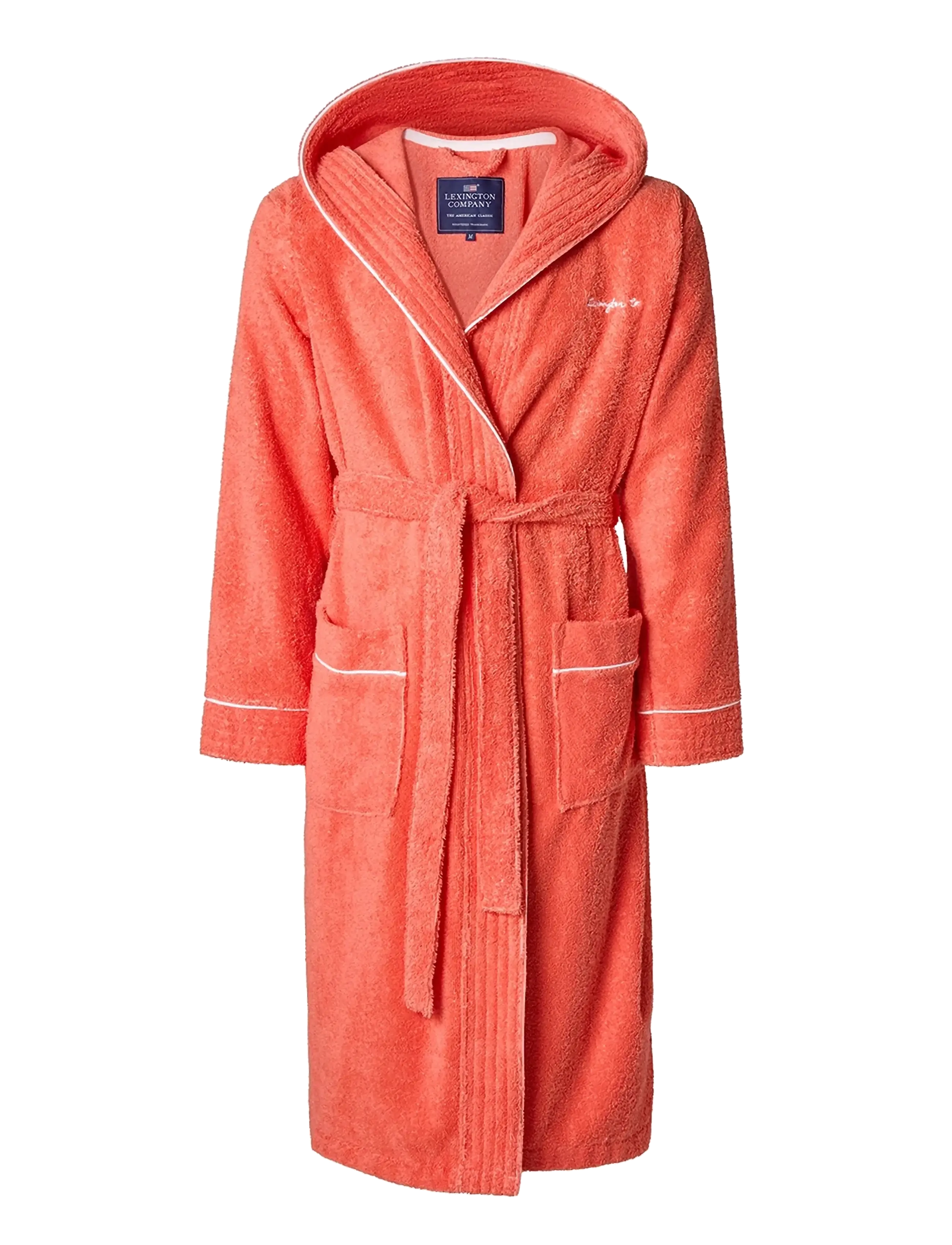 Lexington Home Quinn Unisex Cotton-Mix Hoodie Robe With Piping, S, Bathroom Textiles, Koralle - Robes, Frauen