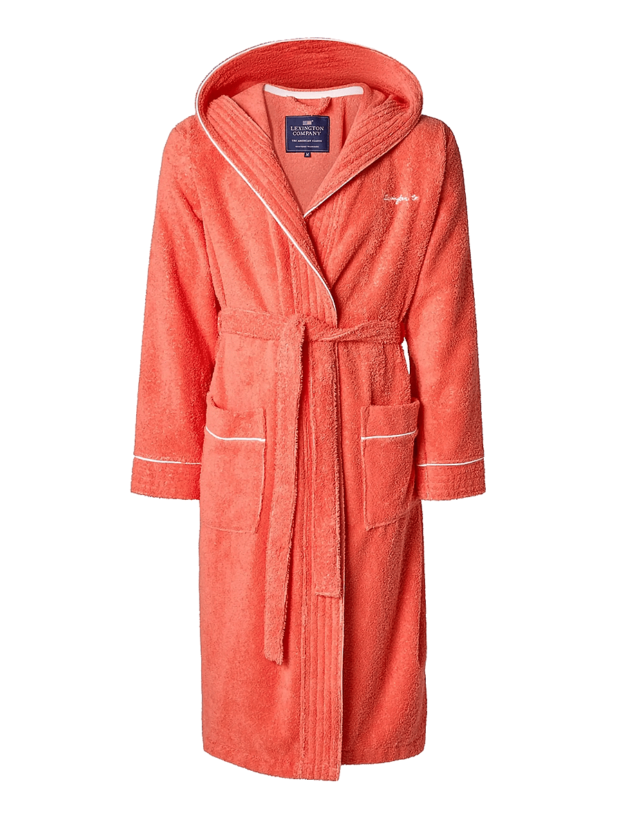 Lexington Home - Quinn Unisex Cotton-Mix Hoodie Robe with Piping - alltags-style - coral - 0
