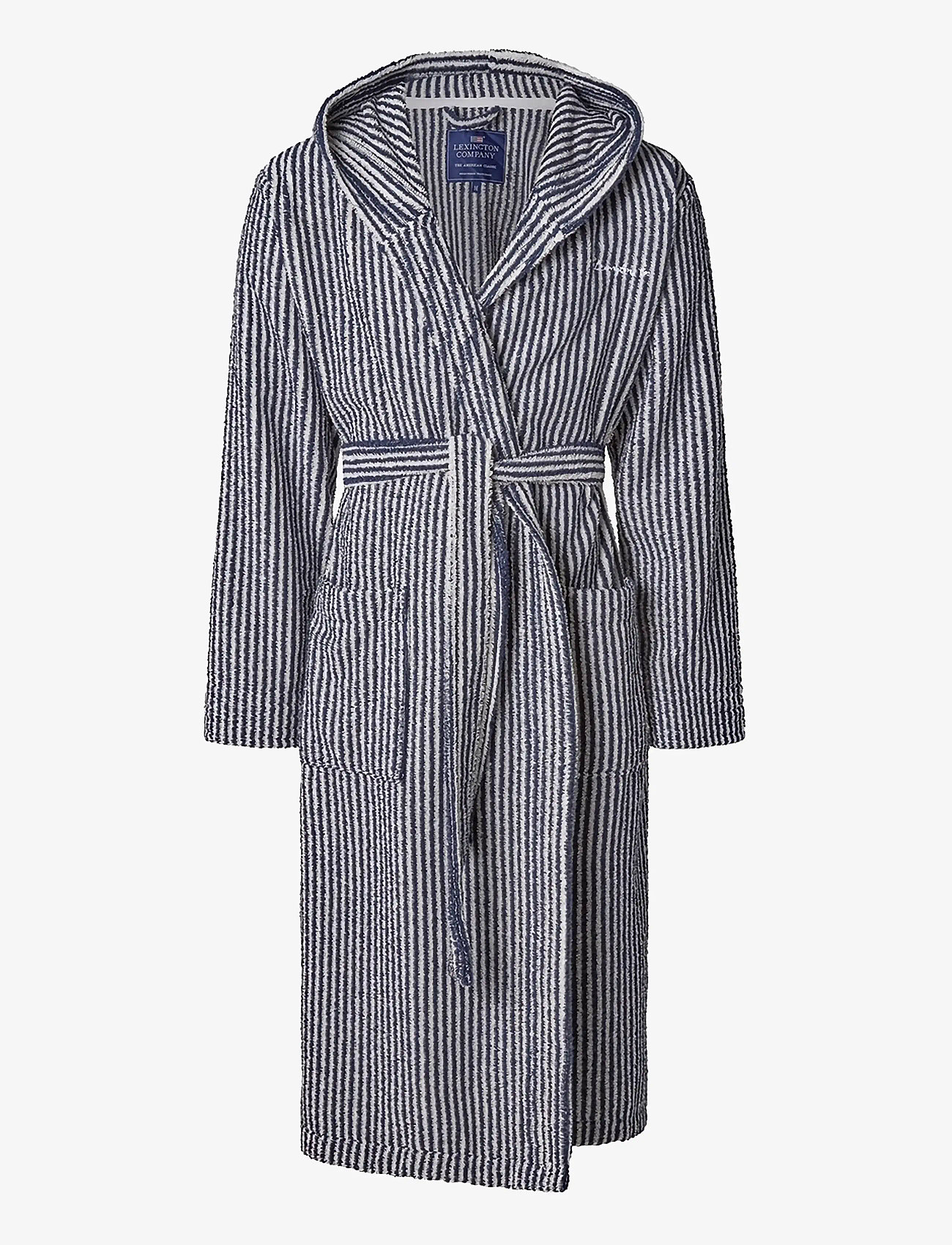 Lexington Home - Quinn Unisex Cotton-Mix Hoodie Robe - navy/white - 0