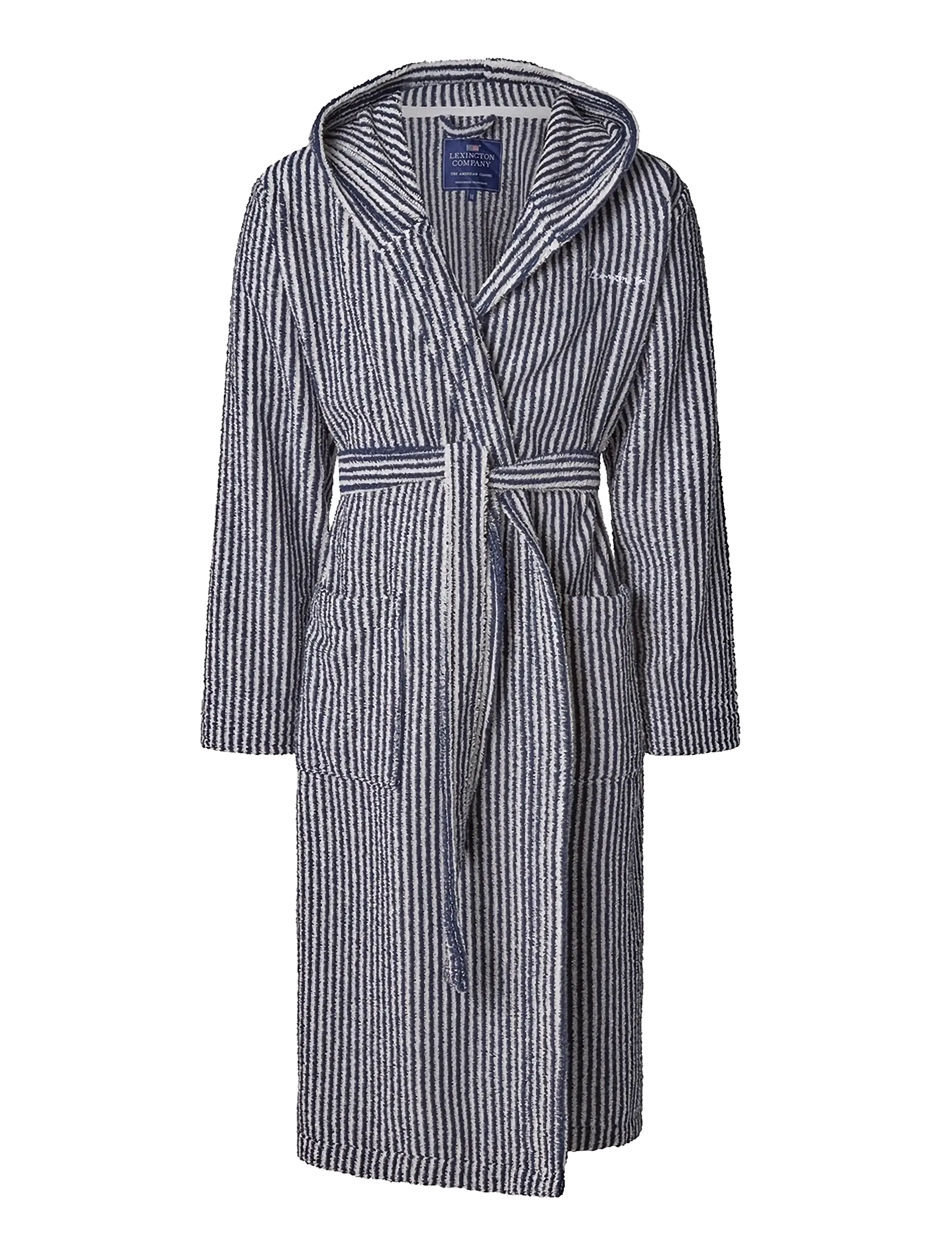 Lexington Home Quinn Unisex Cotton-Mix Hoodie Robe - Unterwäsche - NAVY/WHITE / navy