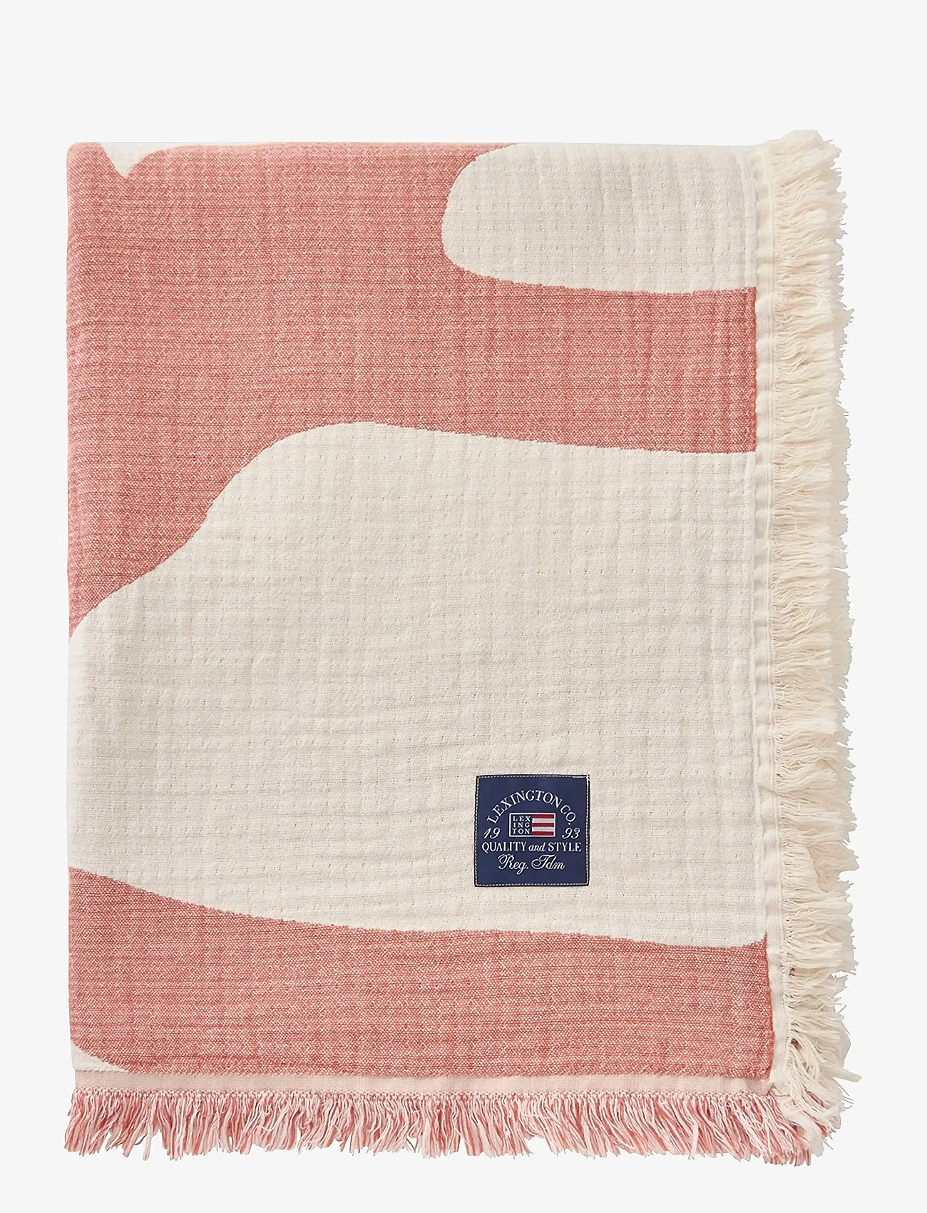Lexington Home - Coral Jacquard Organic Cotton Blanket - blankets & throws - white/coral - 0