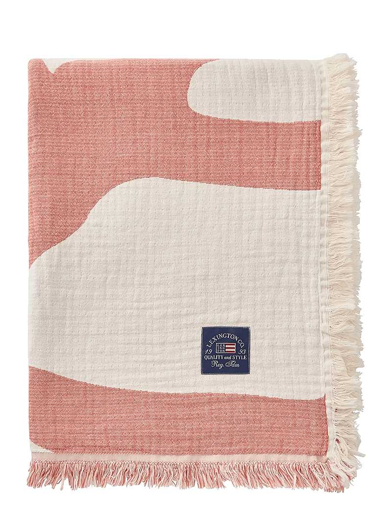 Lexington Home - Coral Jacquard Organic Cotton Blanket - blankets & throws - white/coral - 0