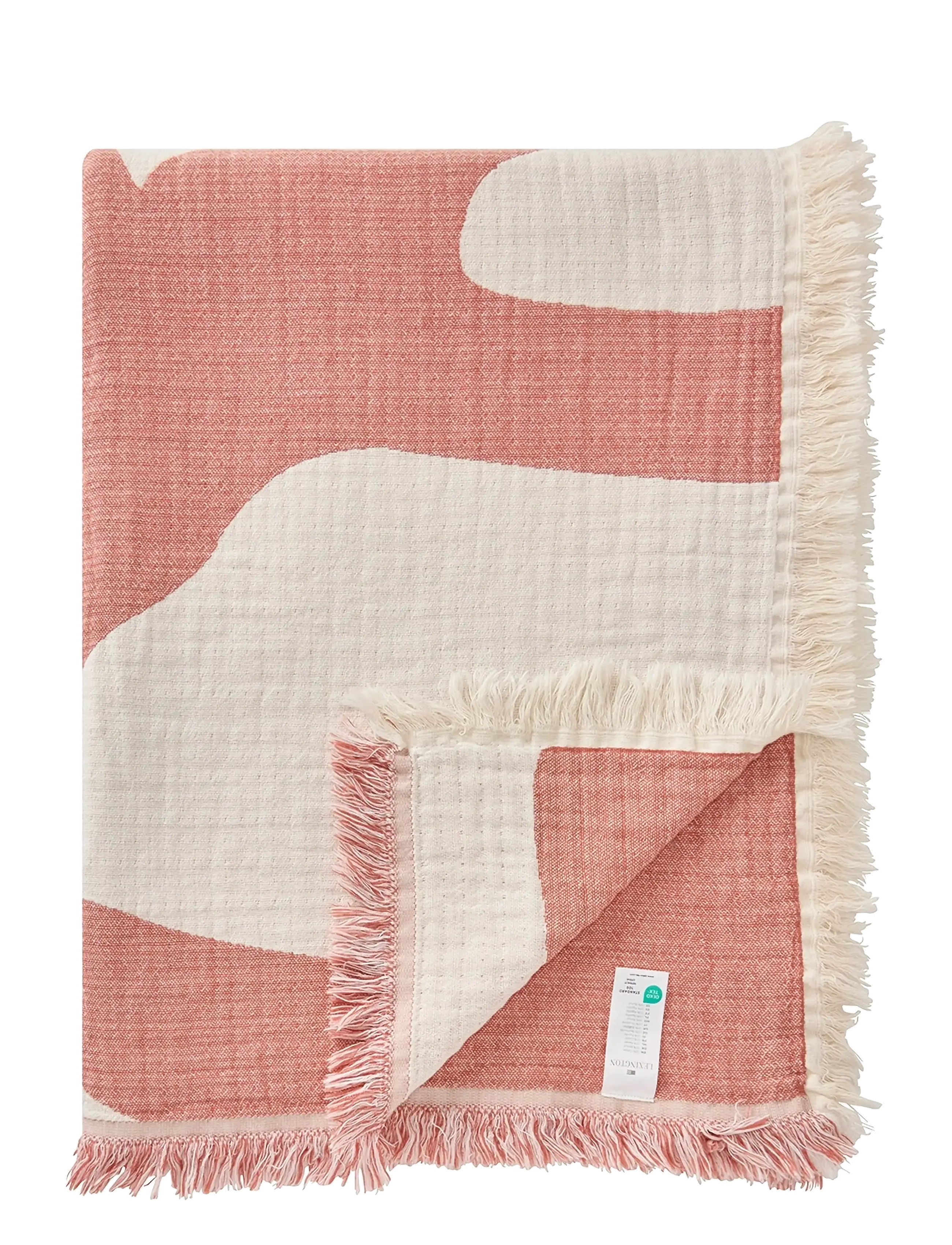 Lexington Home - Coral Jacquard Organic Cotton Blanket - couvertures - white/coral - 1