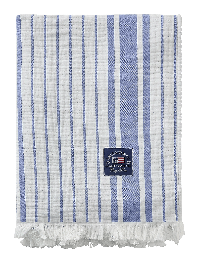 Lexington Home - Striped Organic Cotton Throw - køb efter pris - white/blue - 0
