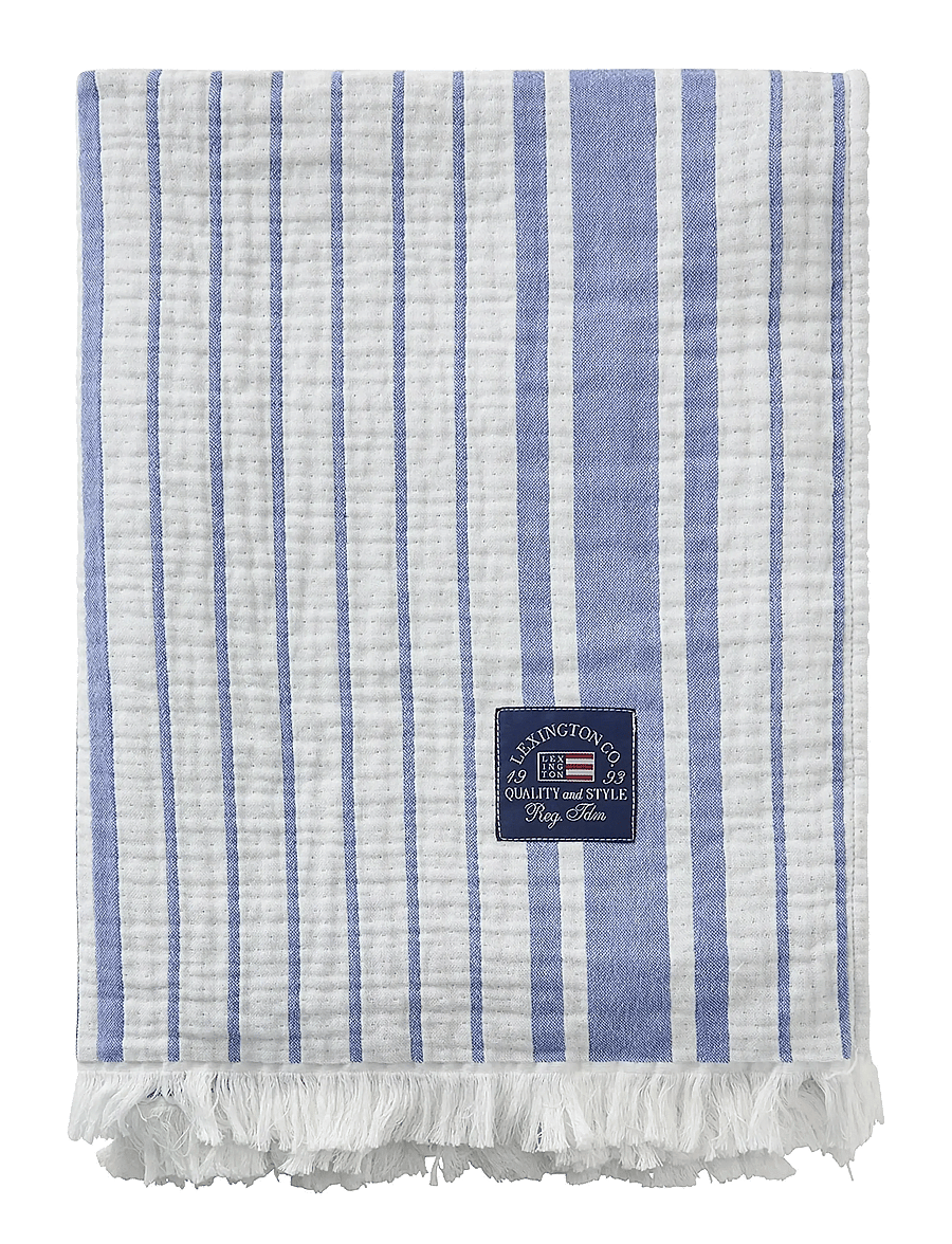 Lexington Home - Striped Organic Cotton Throw - white/blue - 0