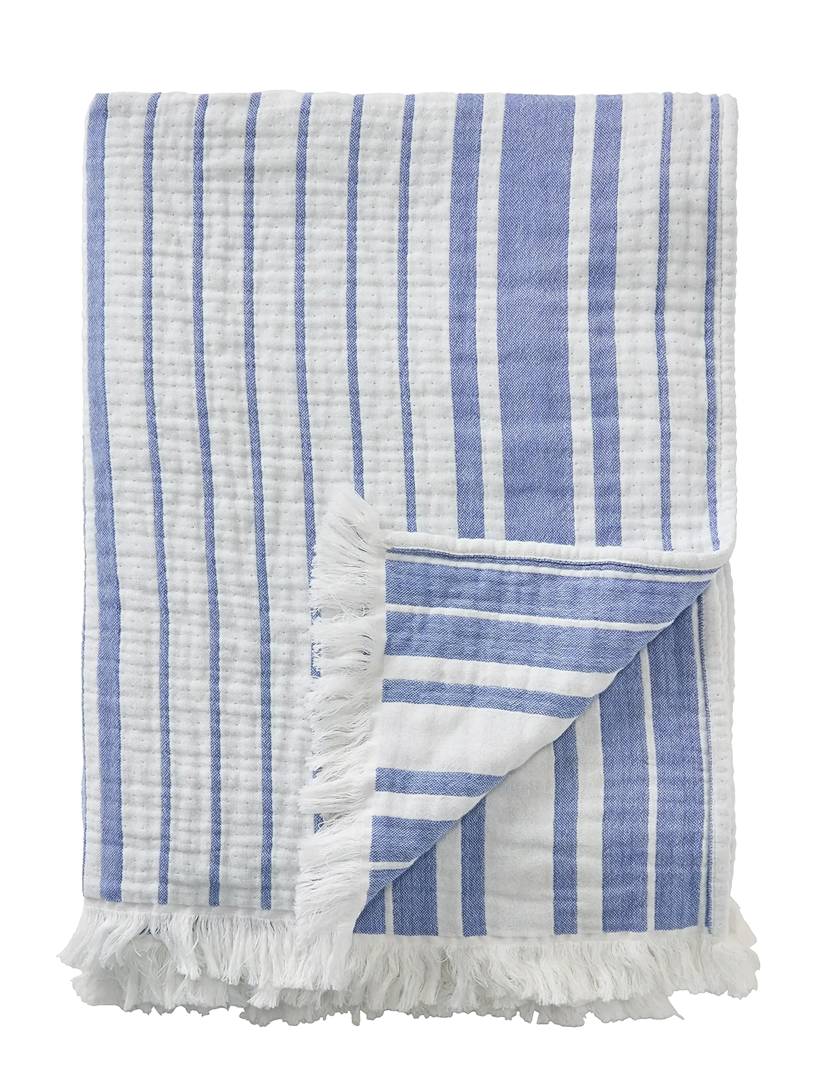 Lexington Home - Striped Organic Cotton Throw - white/blue - 1