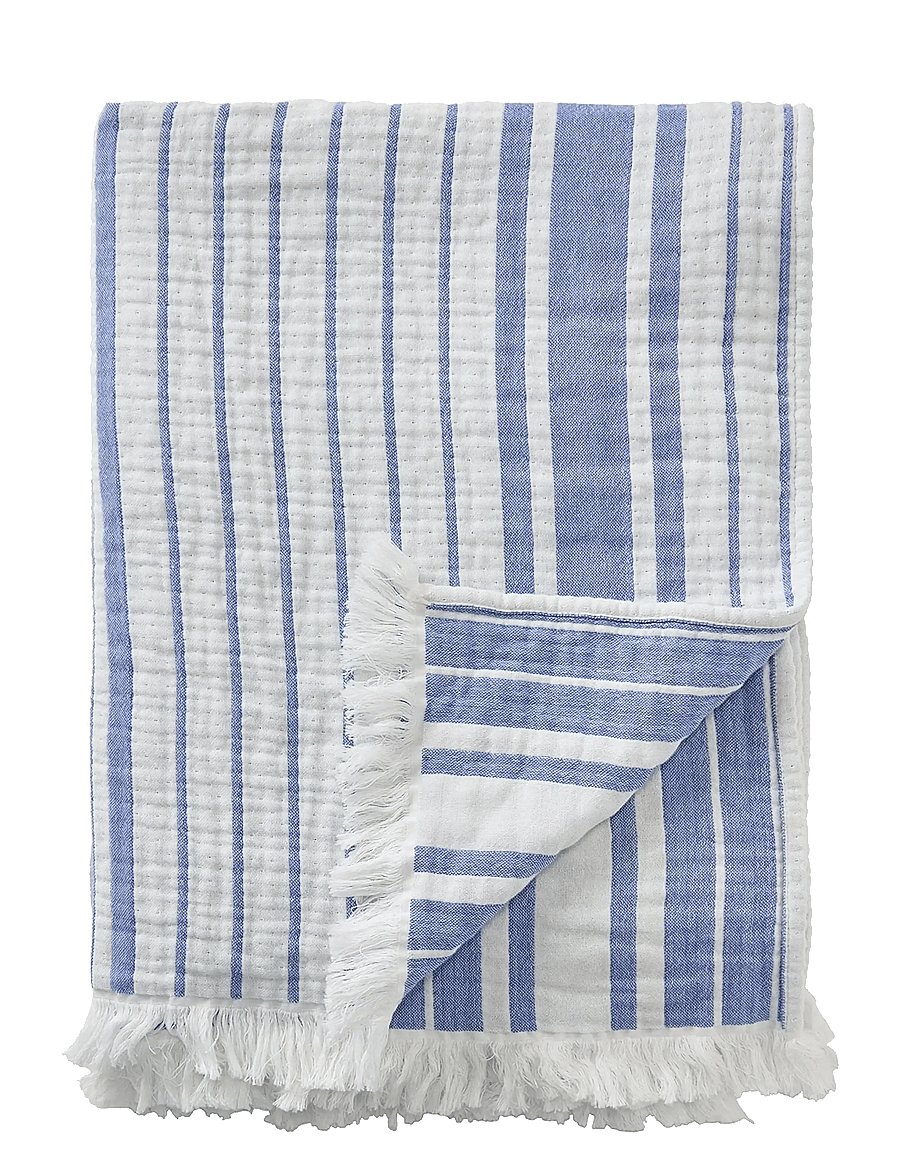 Lexington Home - Striped Organic Cotton Throw - white/blue - 1