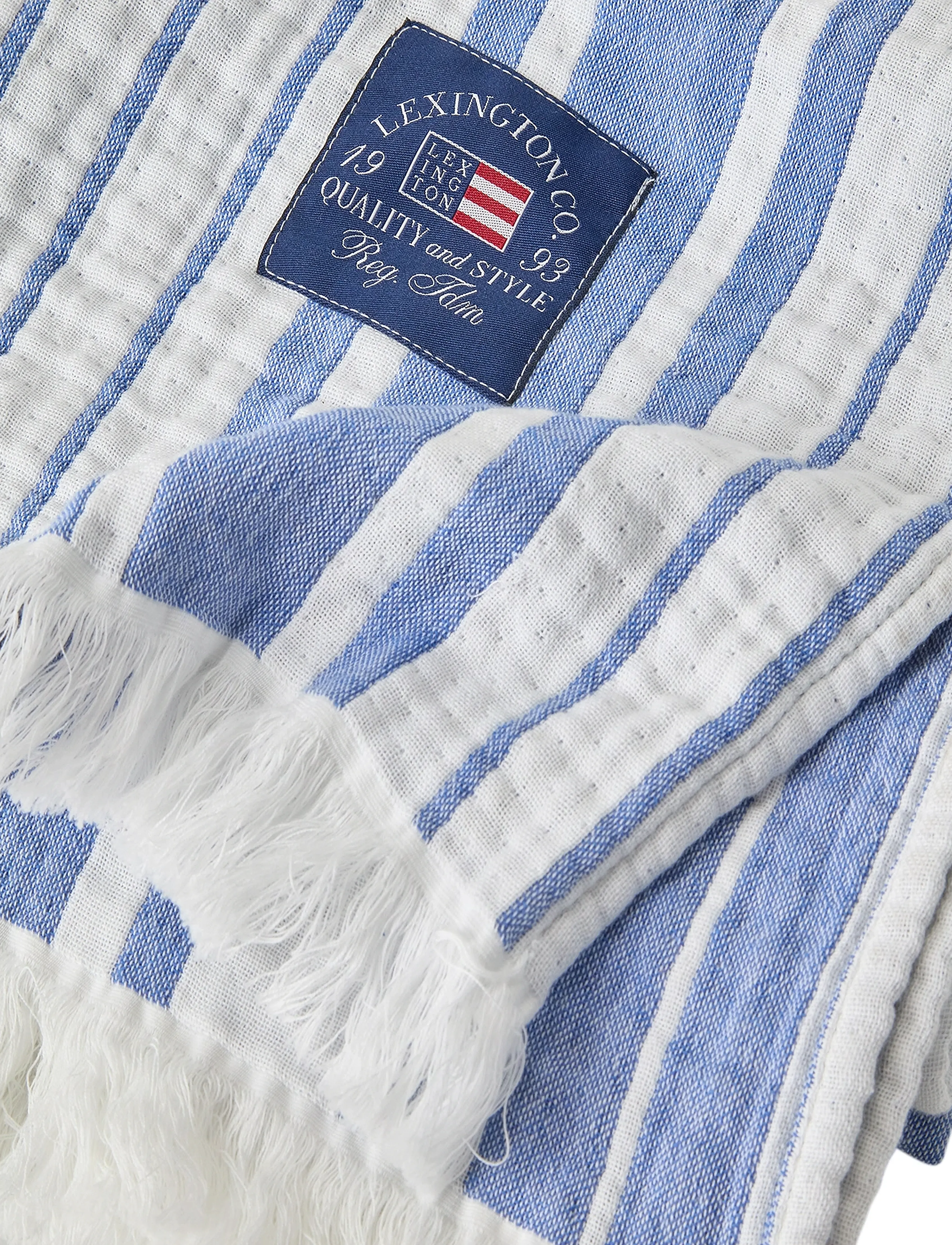 Lexington Home - Striped Organic Cotton Throw - white/blue - 2