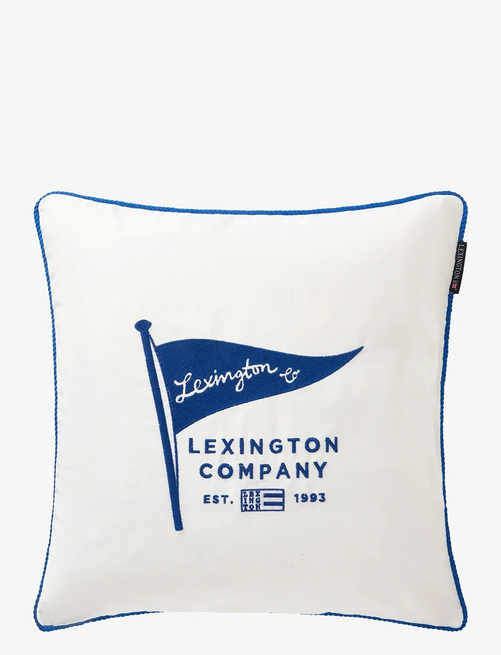 Lexington Home - Flag Organic Cotton Twill Pillow Cover - cushion covers - white/sea blue - 0